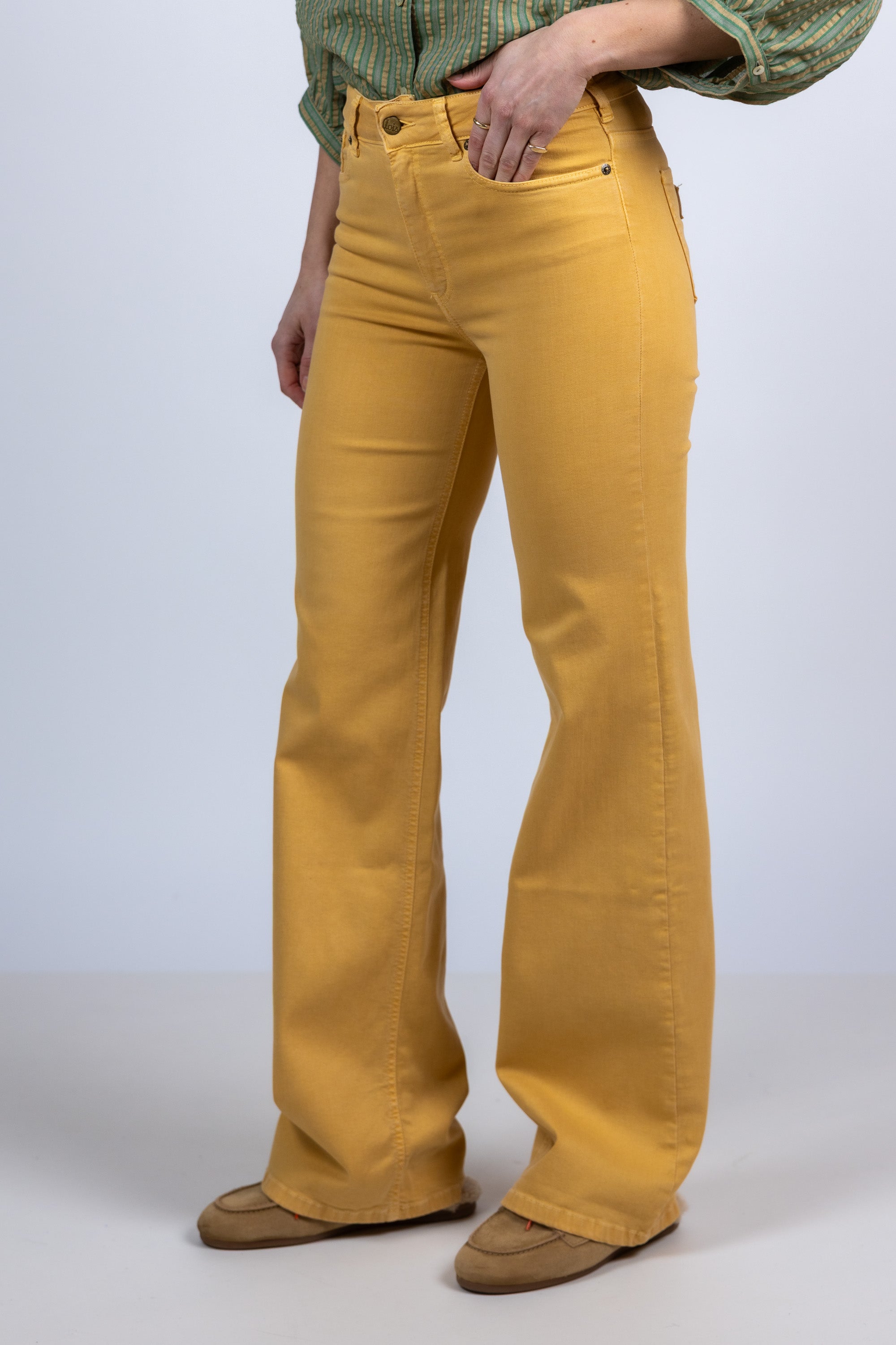 Broek met wijde pijpen - Geel