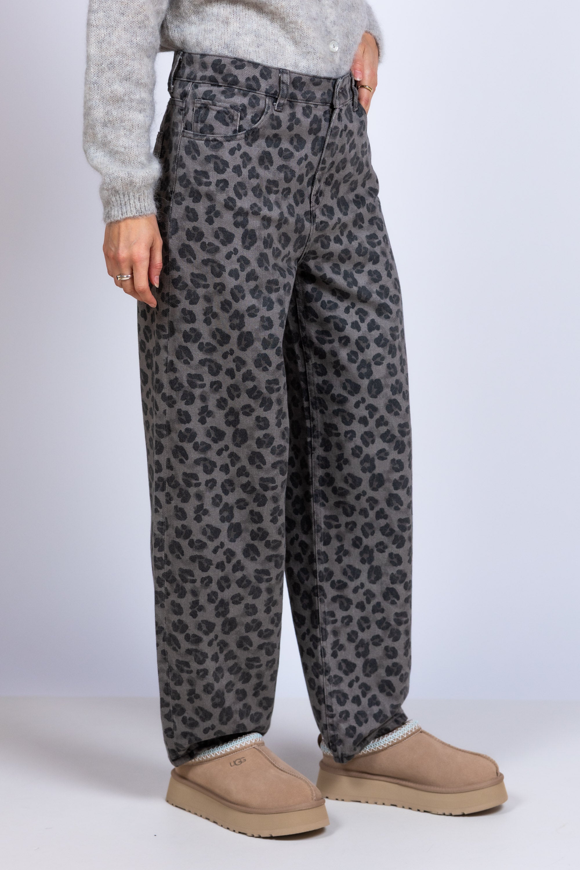 Ballonbroek met print - Lichtgrijs