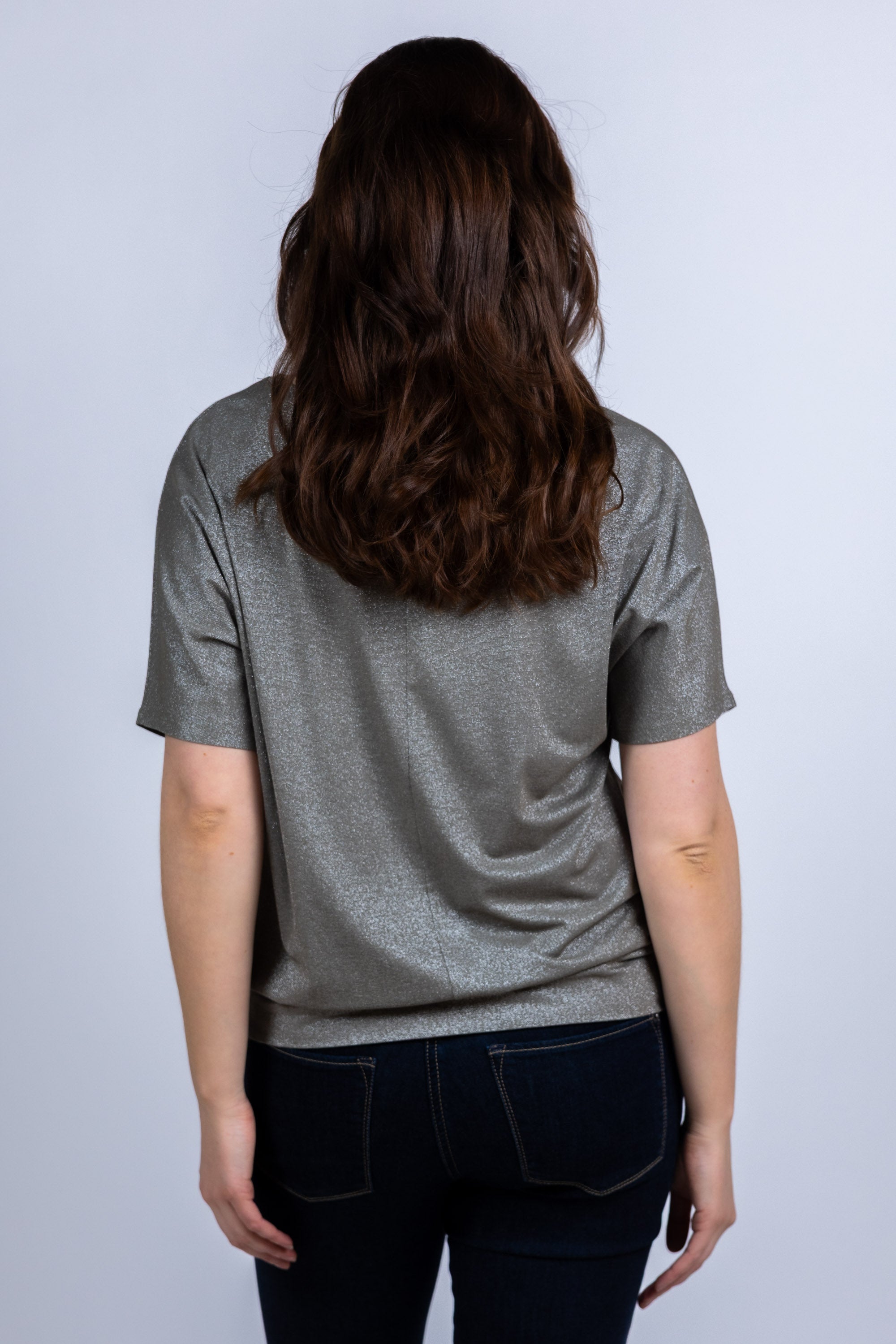 T-shirt met glans - Khaki