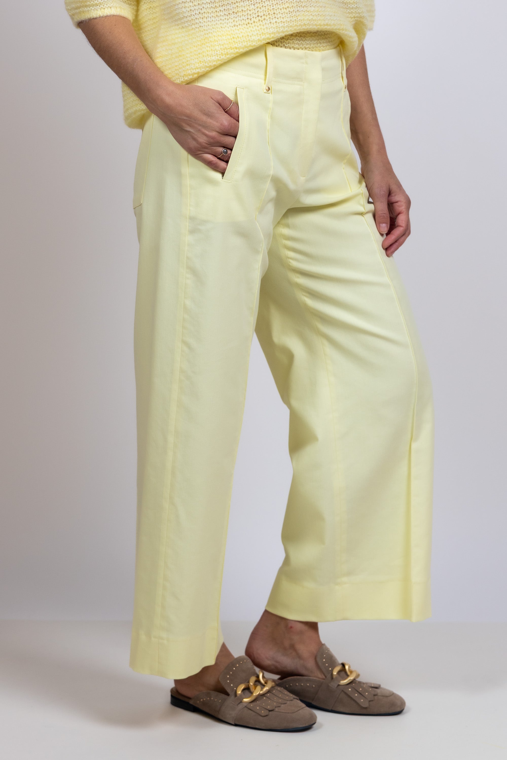 Wijde pantalon - Citroengeel