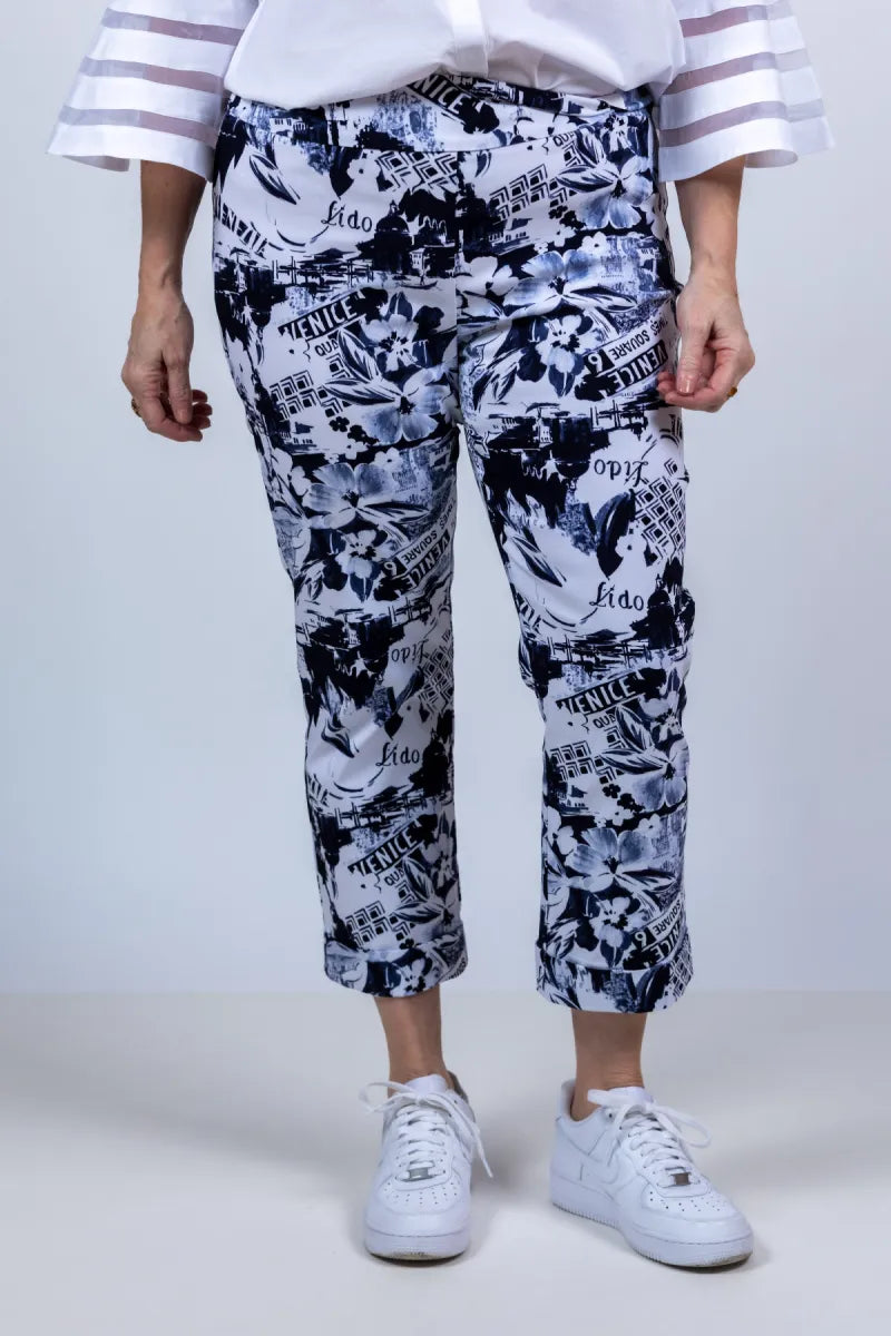 RIBKOFF Broek met print - Marine