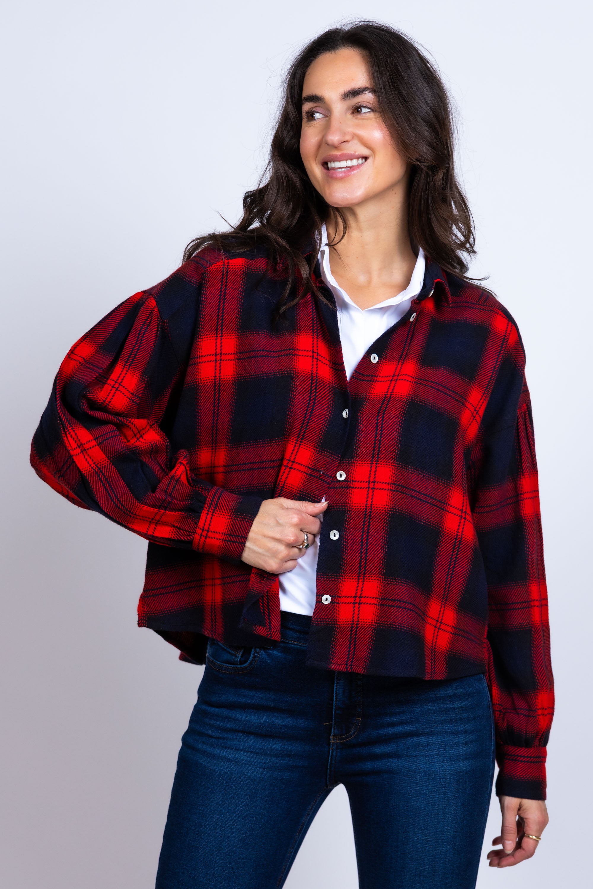 Blouse met ruitdessin - Rood