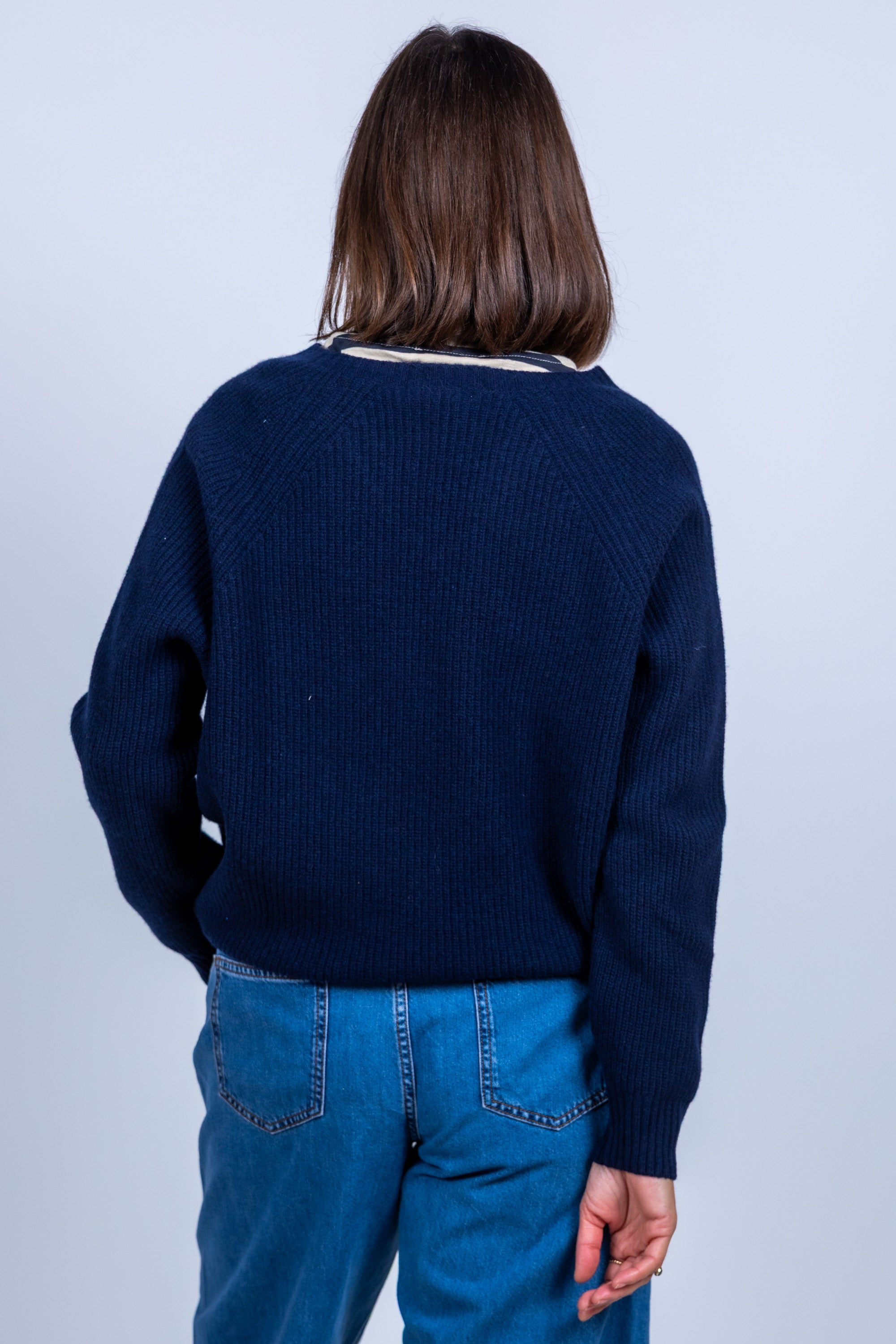 Trui met V-hals - Marine