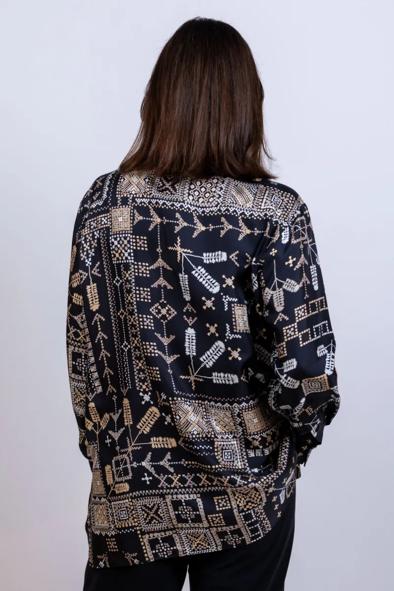 MOMONI MOMONI MESILLA MO01 MOMONI MESILLA MO01 Blouse met print - Zwart