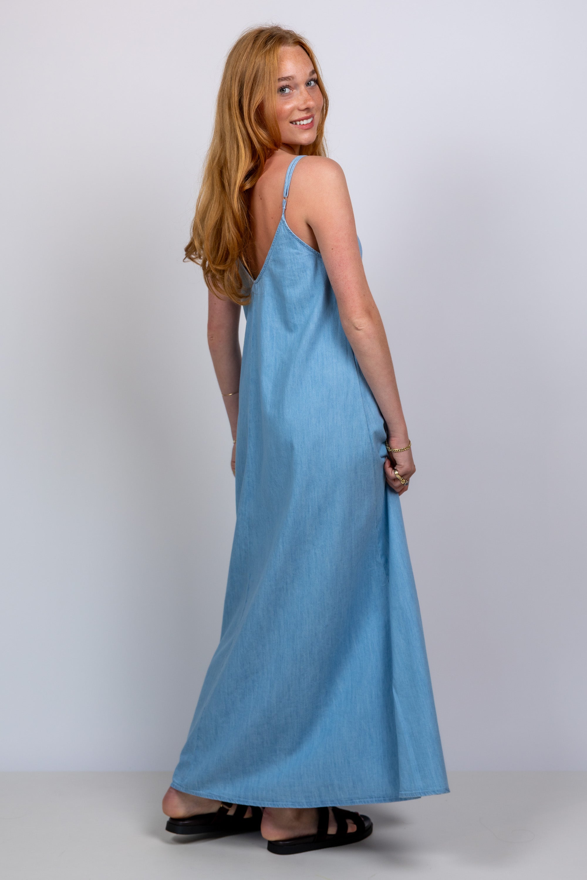 Jurk met bandjes - Licht jeans