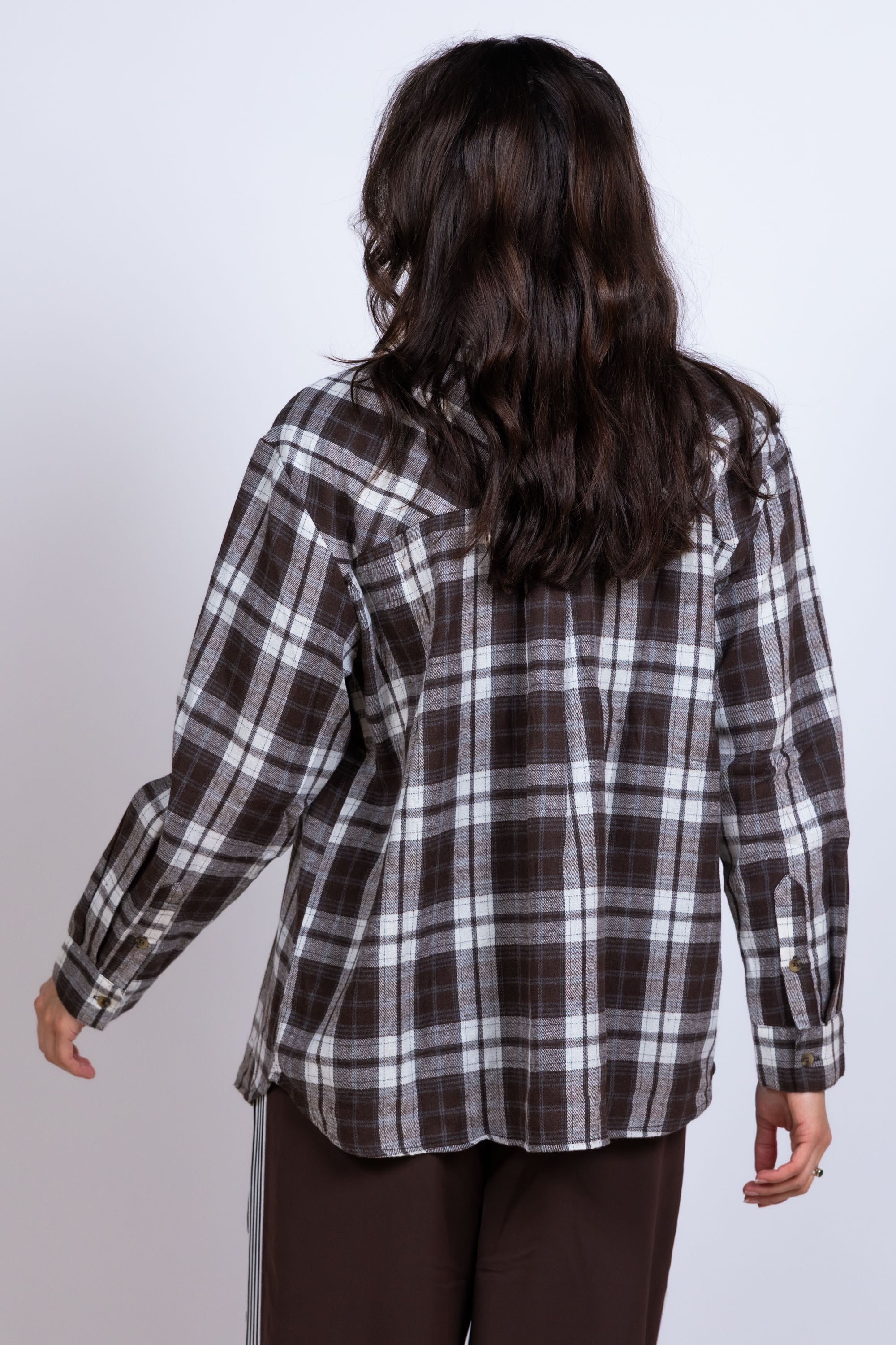 Blouse met ruitdessin - Bruin