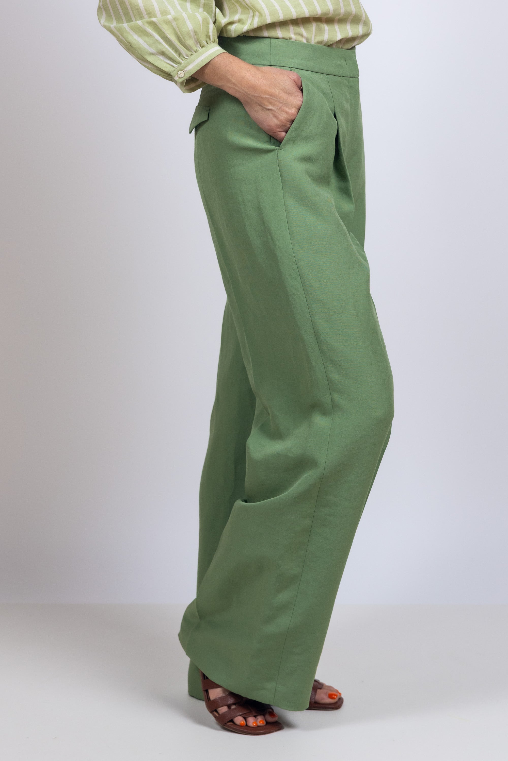 Wijde pantalon - Appelgroen