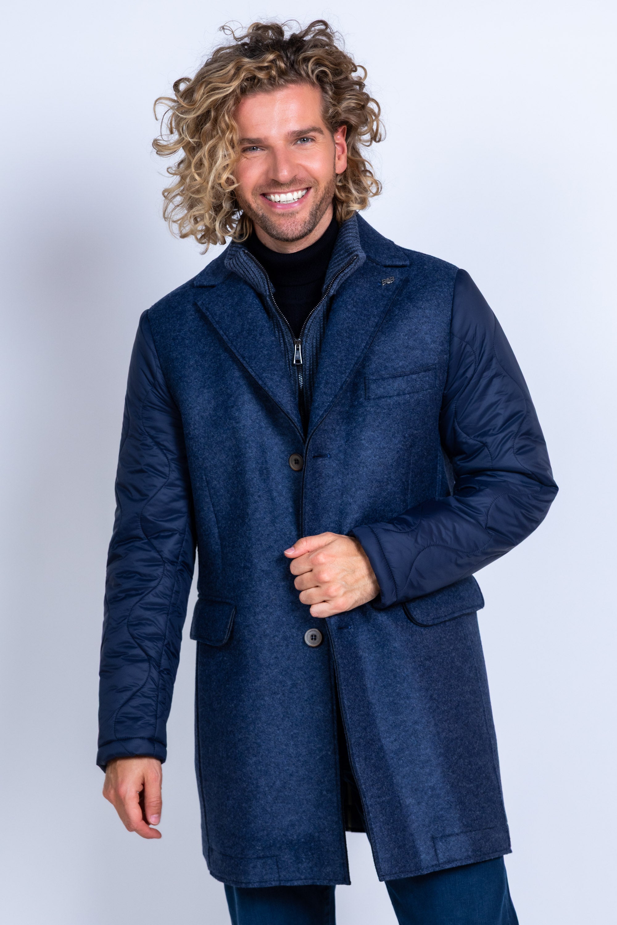 Mantel met gewatteerde mouwen - Inkt