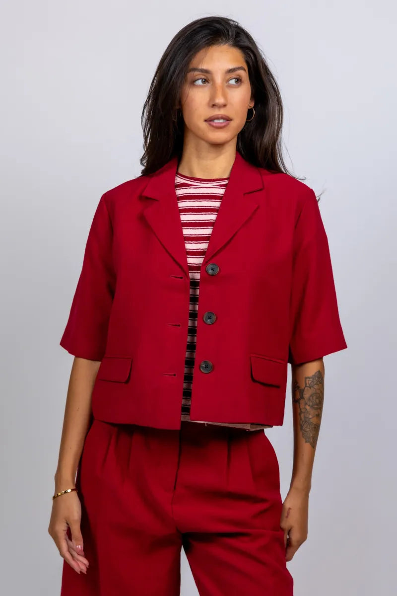 MOSS CPH Blazer met knopen - Donkerbordeaux