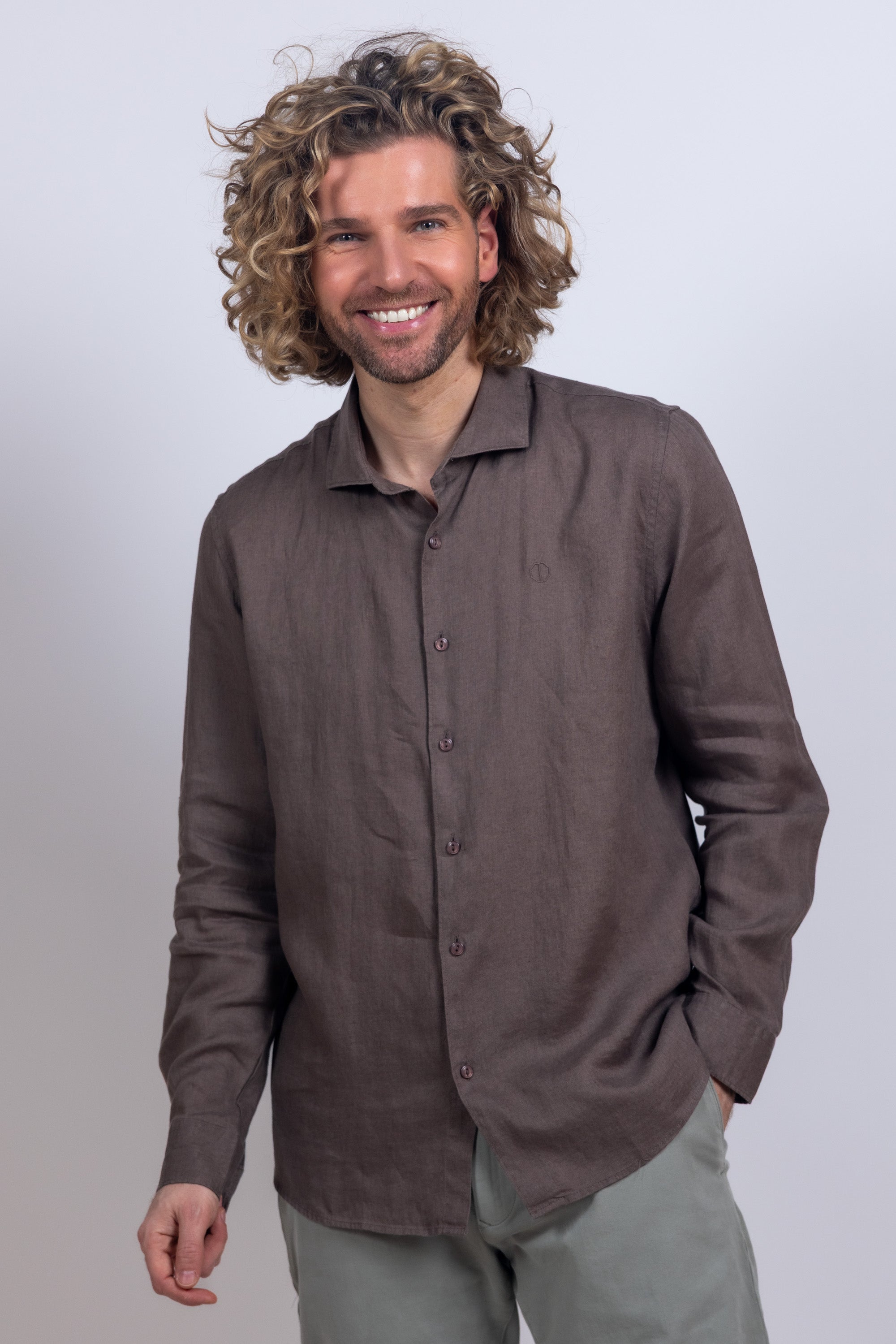 Shirt met knopen - Bruin