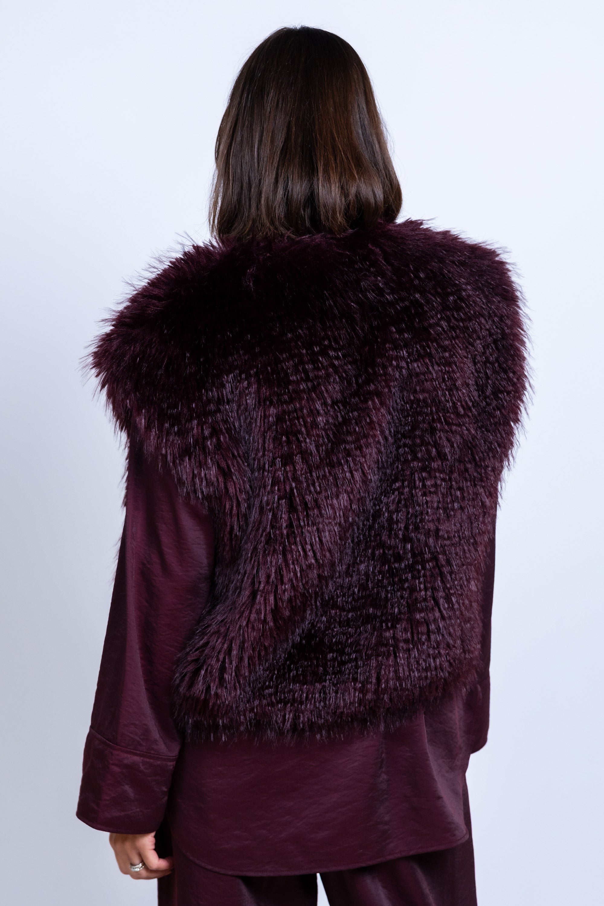 Gilet met faux fur - Burgundy