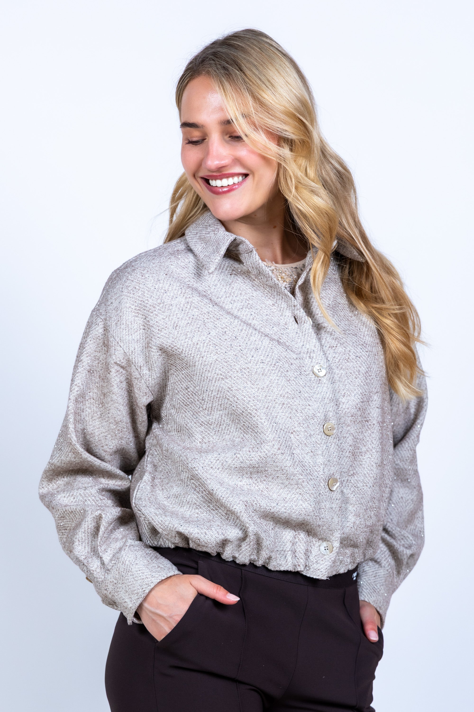 Blouse met knopen - Beige