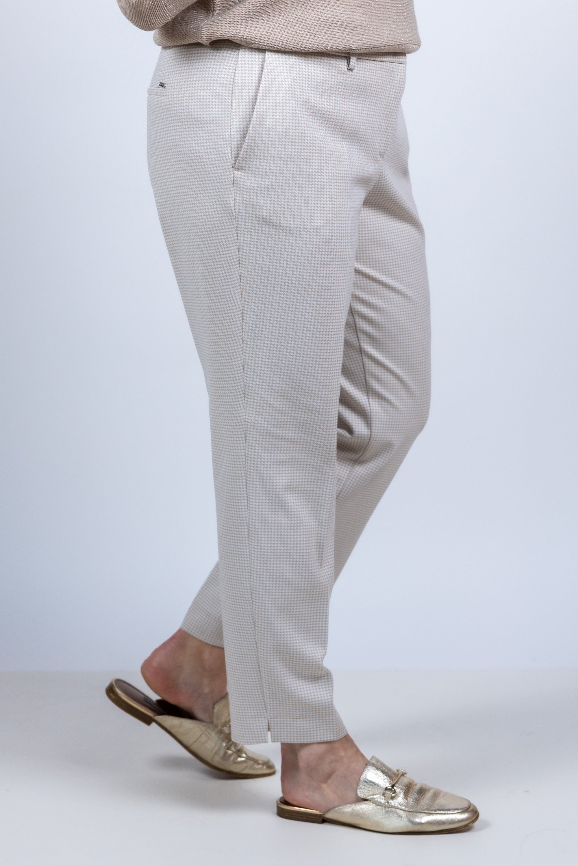 Broek met pied-de-poule - Beige