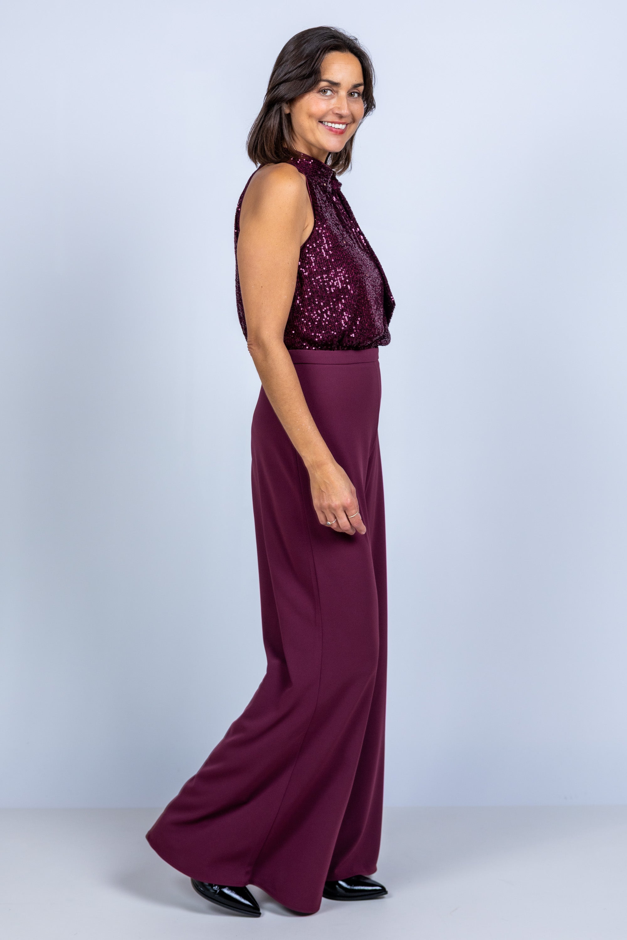 Jumpsuit met glitters - Burgundy