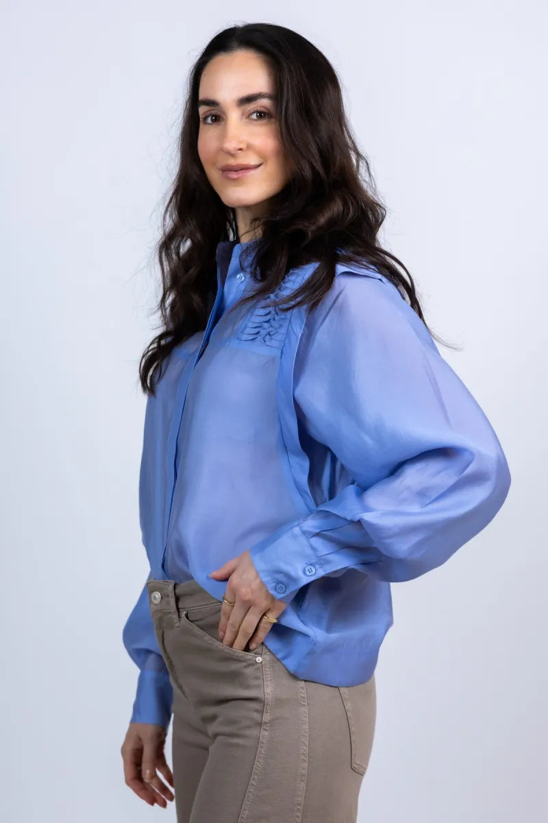 CPH MUSE CPH MUSE 207346 molly shir Blouse met plooien - French blue
