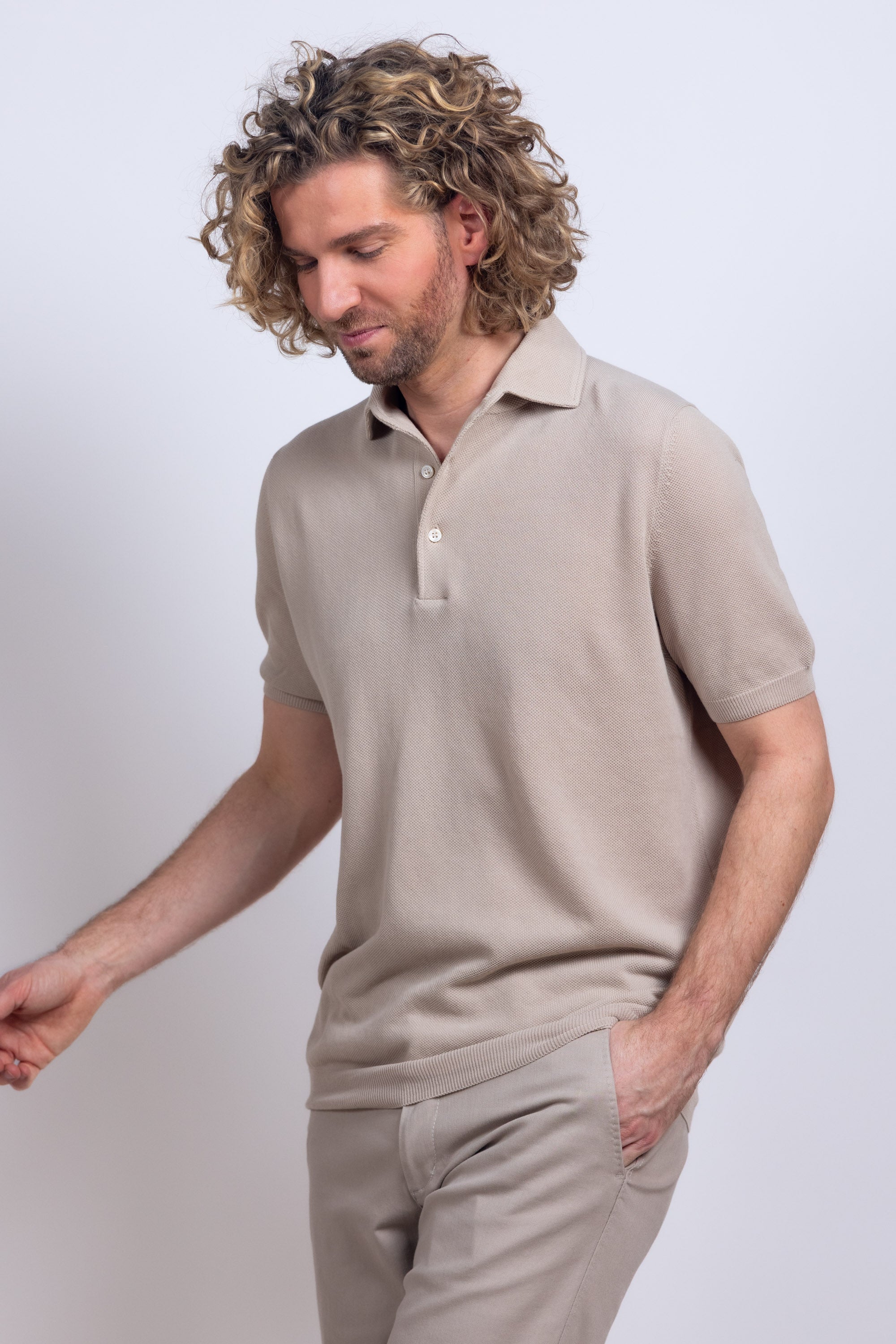 Polo met korte mouwen - Beige