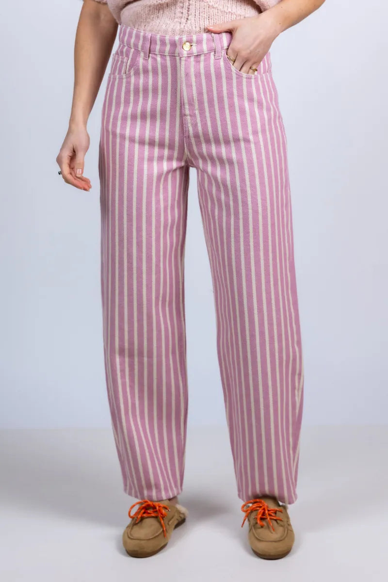 BY-BAR BY-BAR LEW PINK ROCKY Broek met strepen - Roze