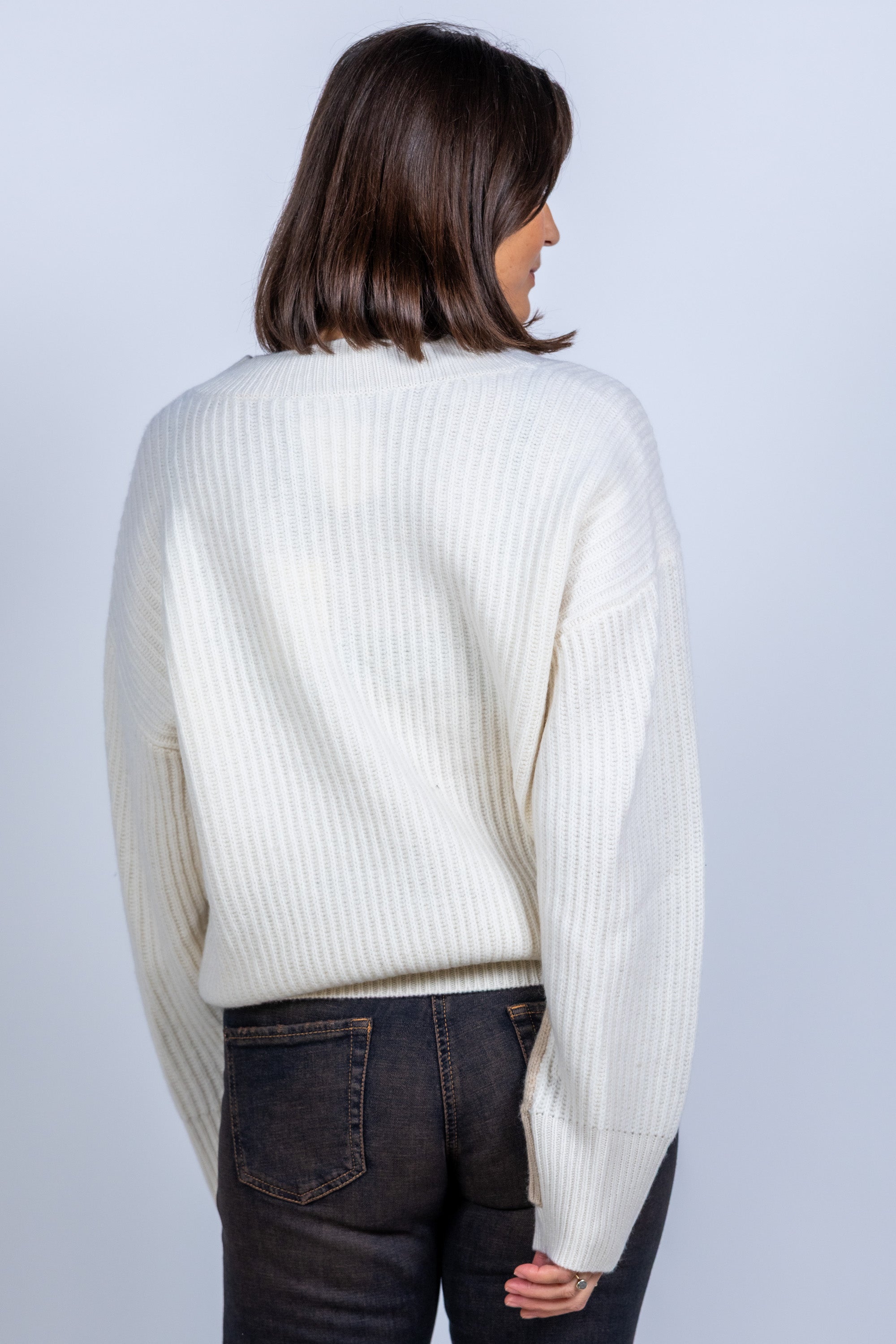 Trui met V-hals - Zand