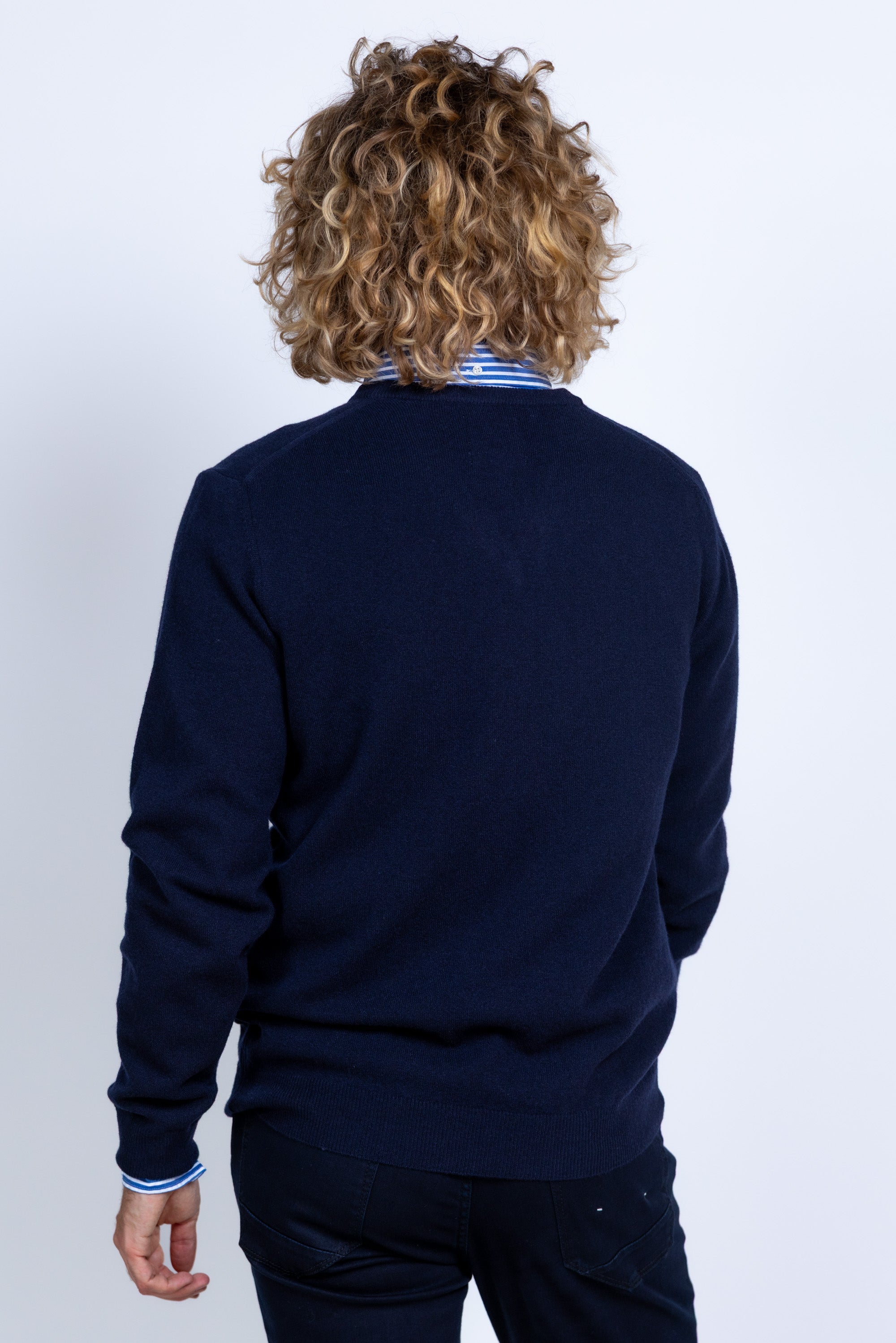 Trui met V-hals - Marine
