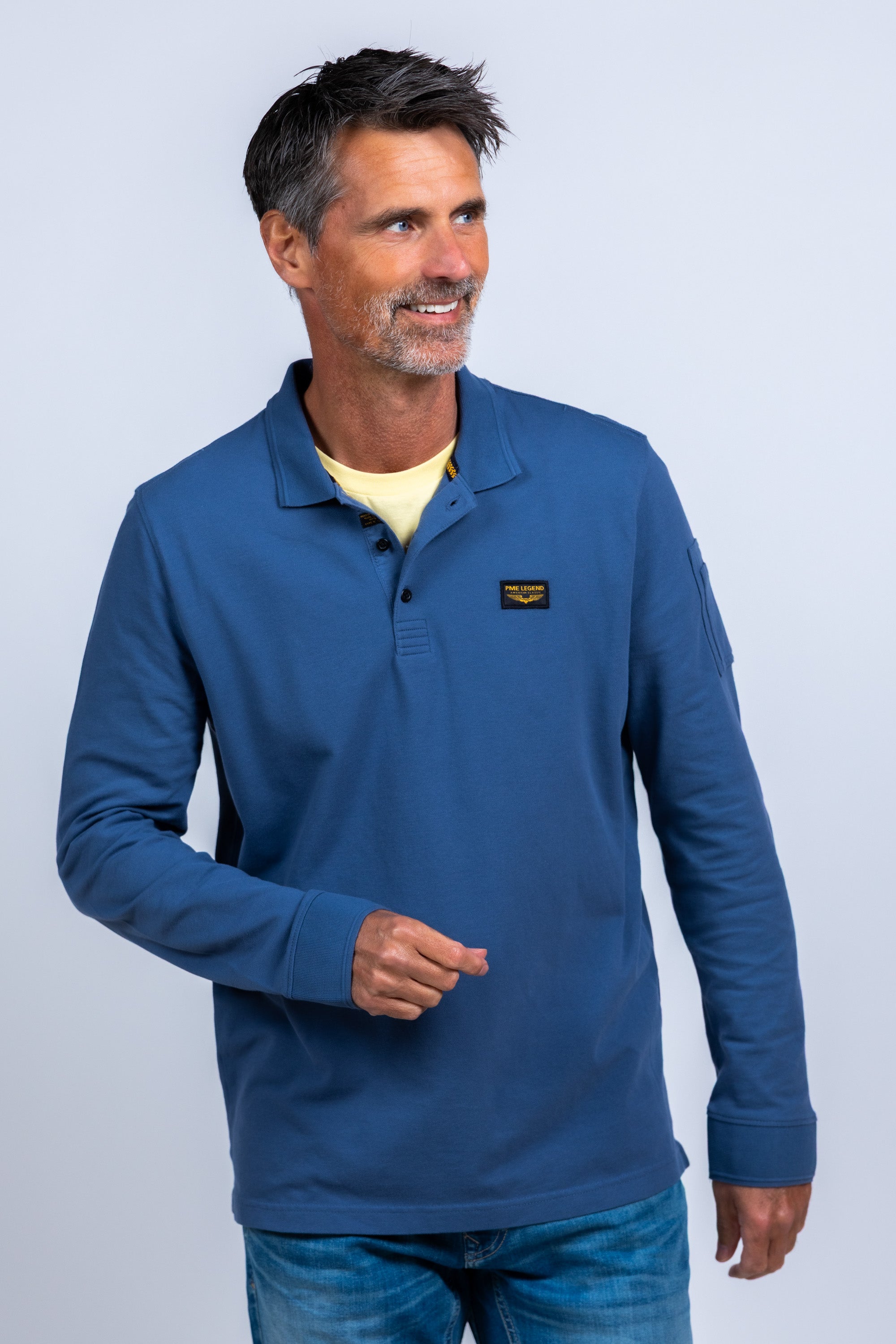 Polo met lange mouwen - French blue