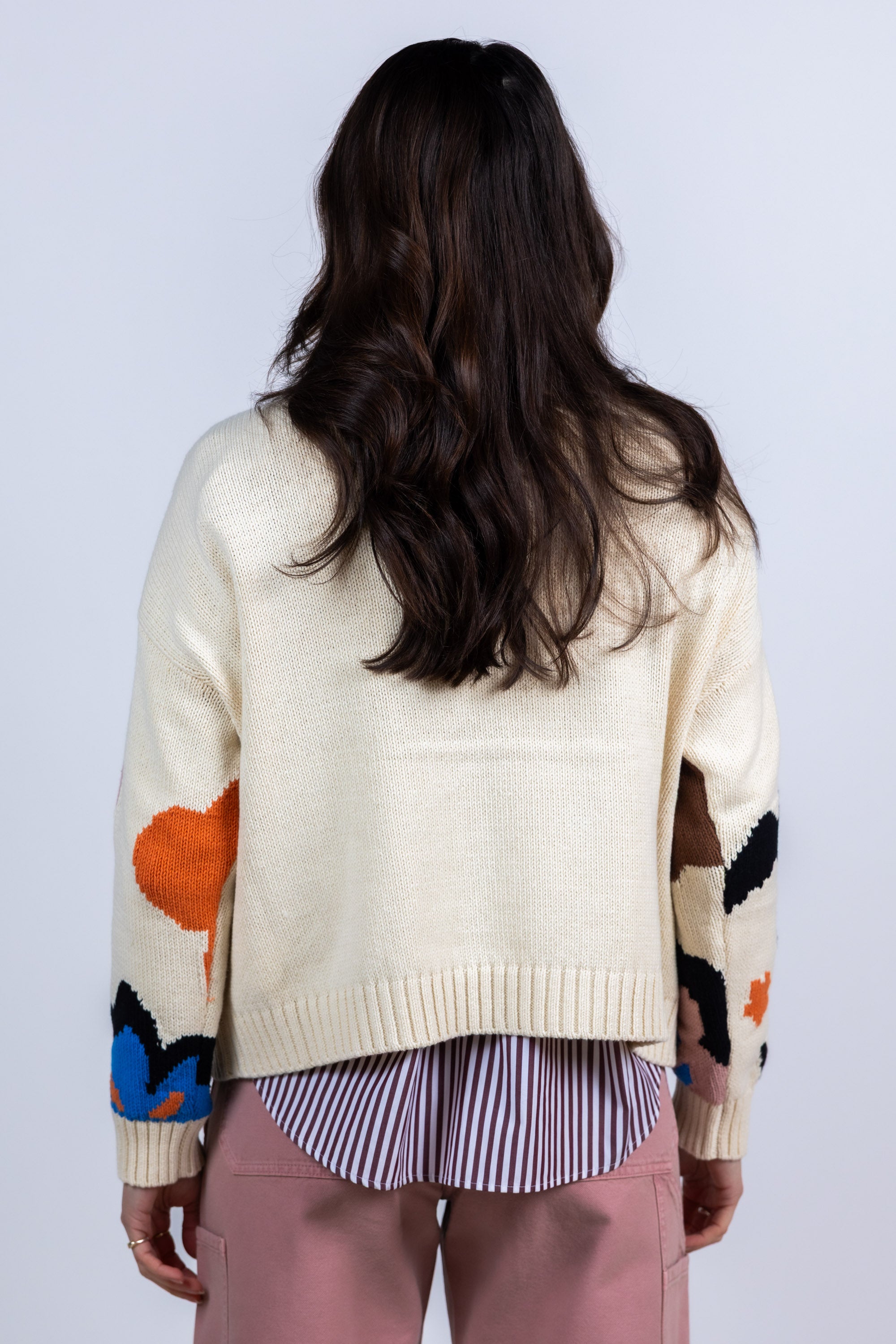 Trui met bloemen - Beige