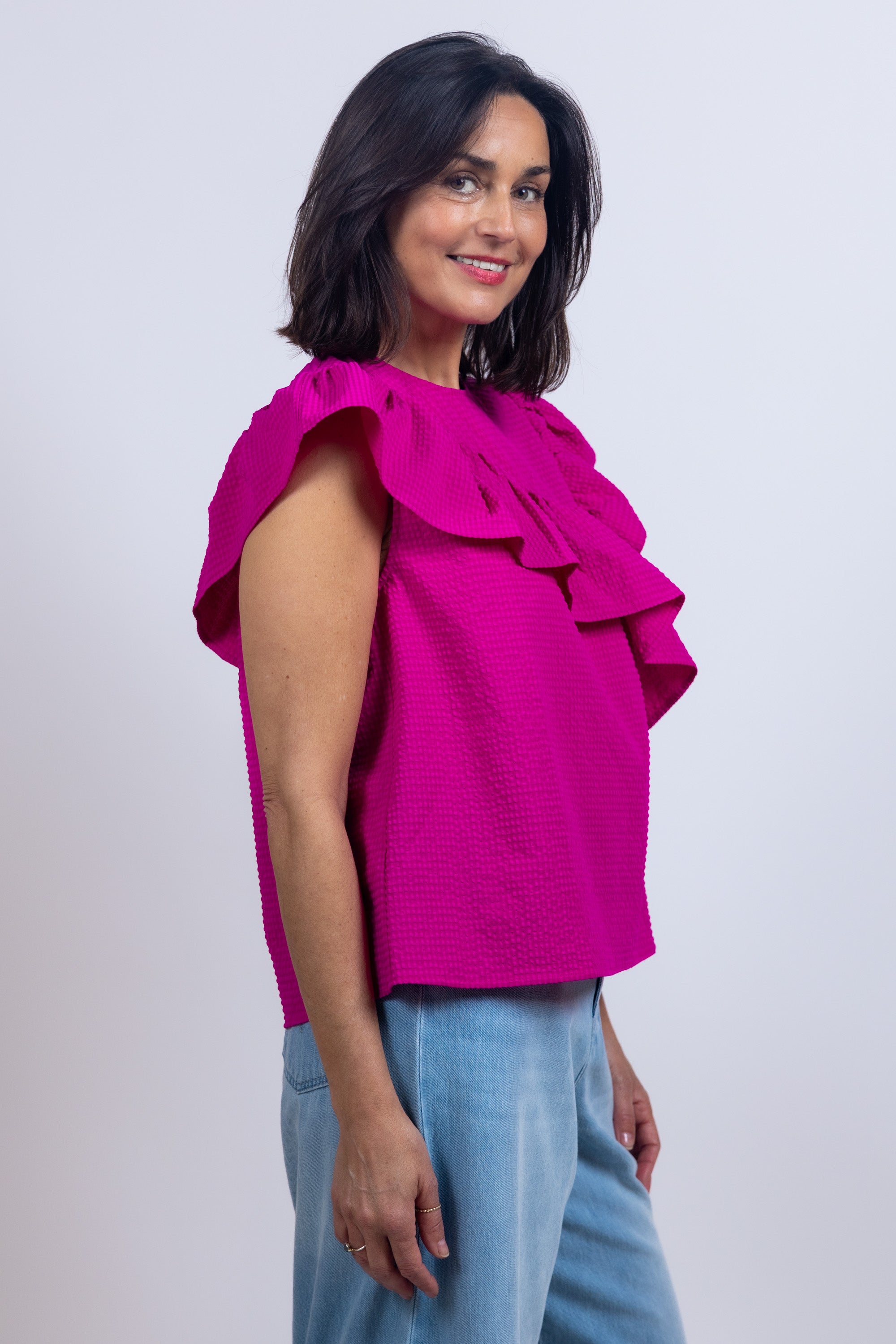 Top met ruches - Pink/cyclaam