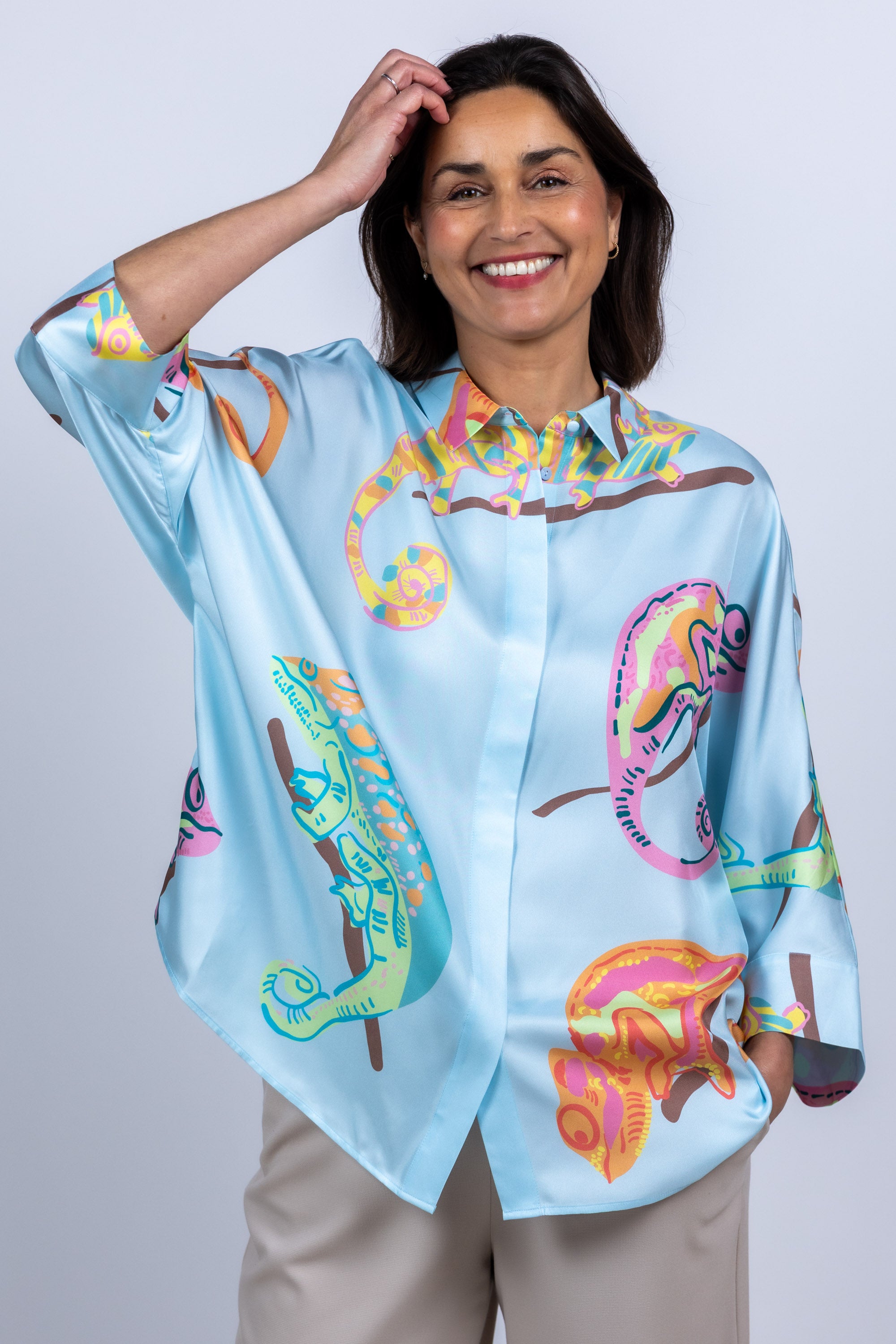 Blouse met print - Bleu