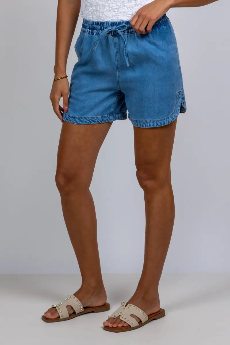 OBJECT OBJECT FRAME SHORTS Short met elastische taille - Licht jeans