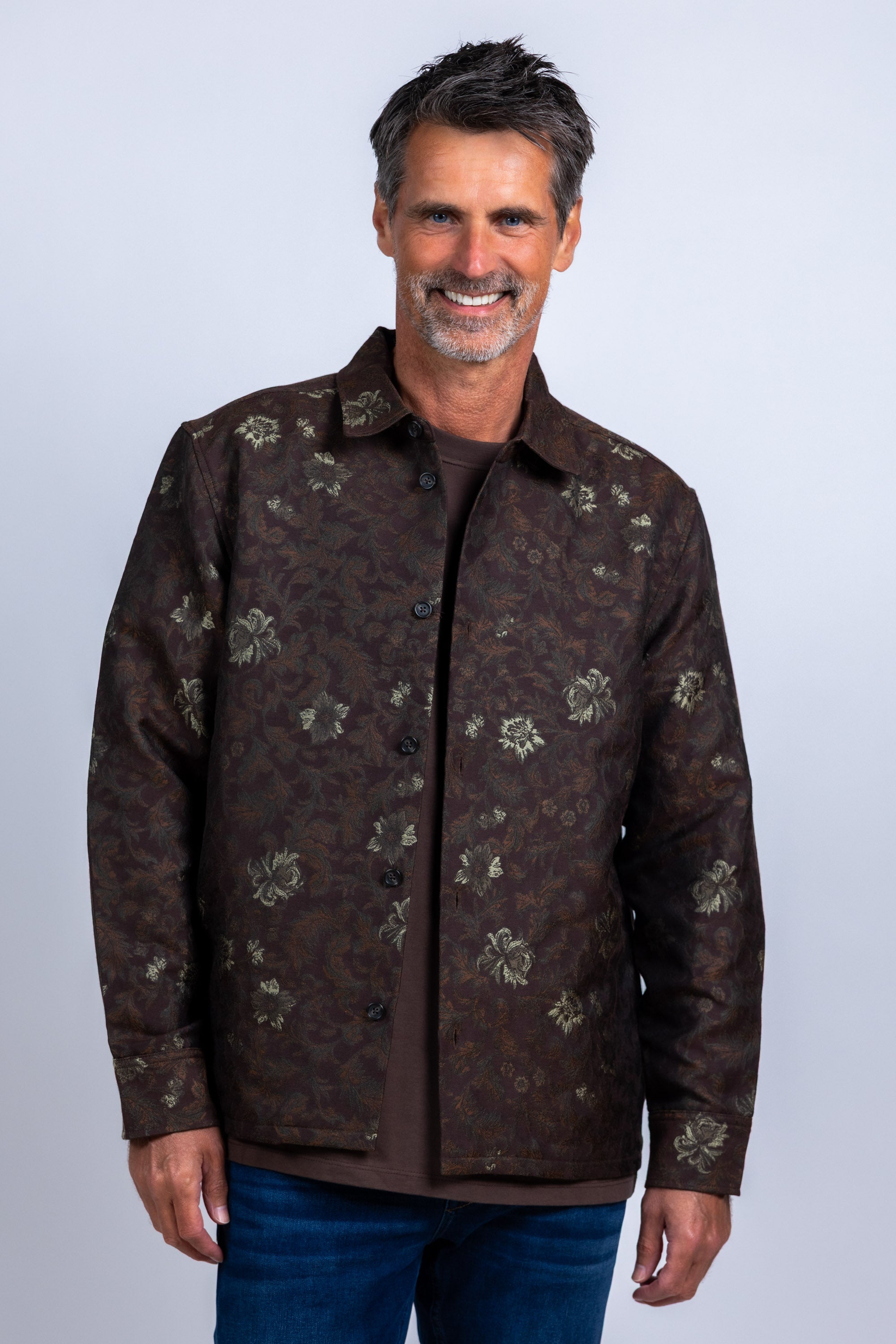 Jasje met bloemenprint - Bruin