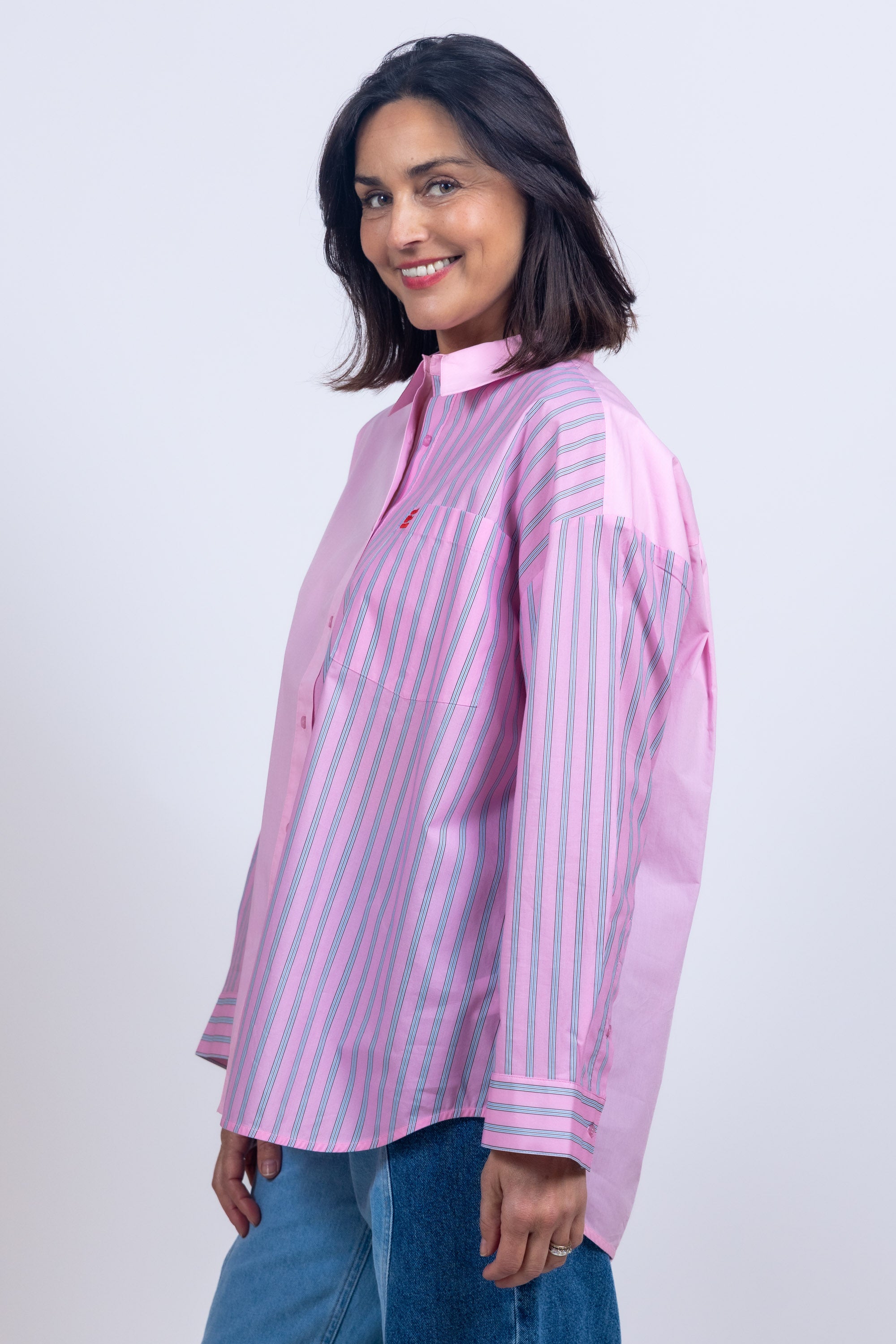 Blouse met strepen - Roze