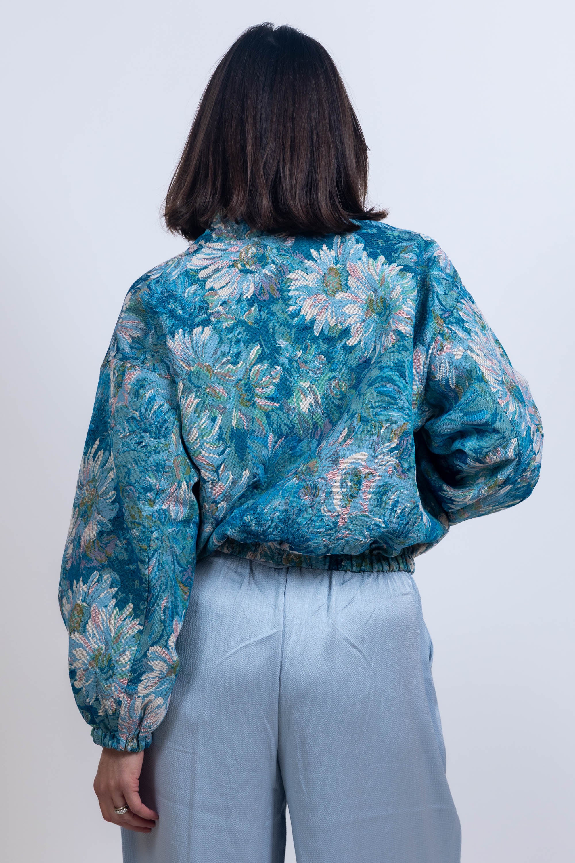 Bomberjack met bloemen - Bleu