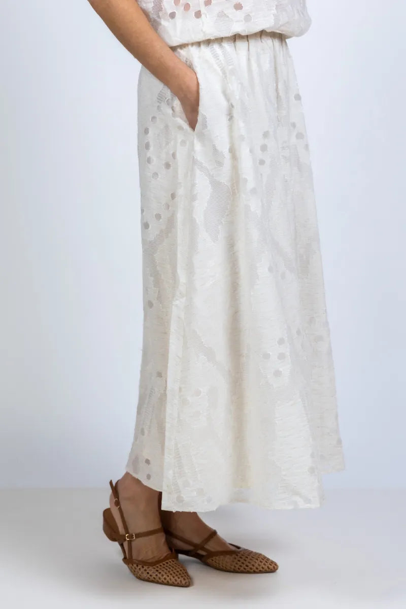 BY-BAR BY-BAR JUTA MIST SKIRT BY-BAR JUTA MIST SKIRT Rok met dessin - Ecru