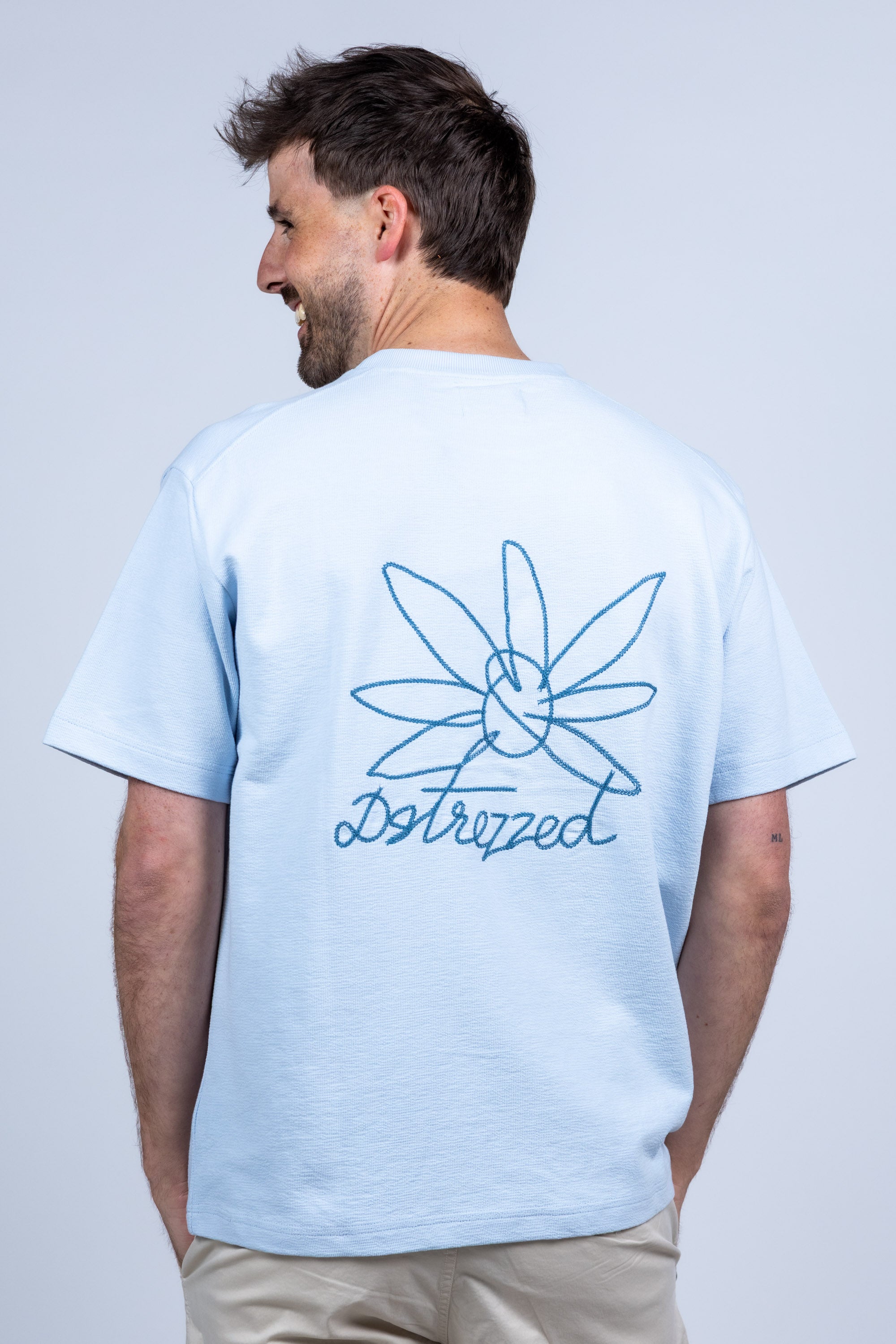 T-shirt met borduring - Bleu
