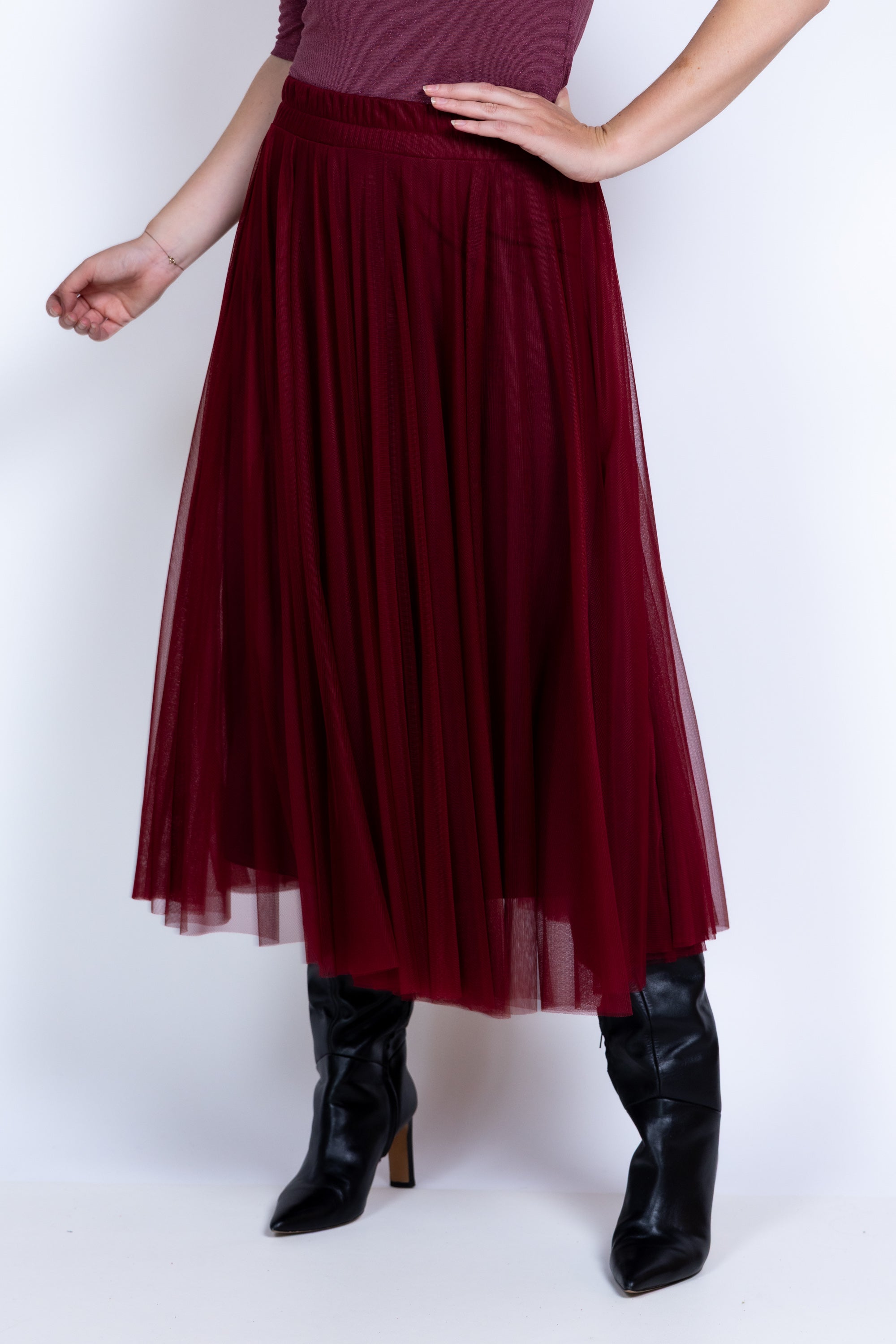 Rok met plissé - Burgundy