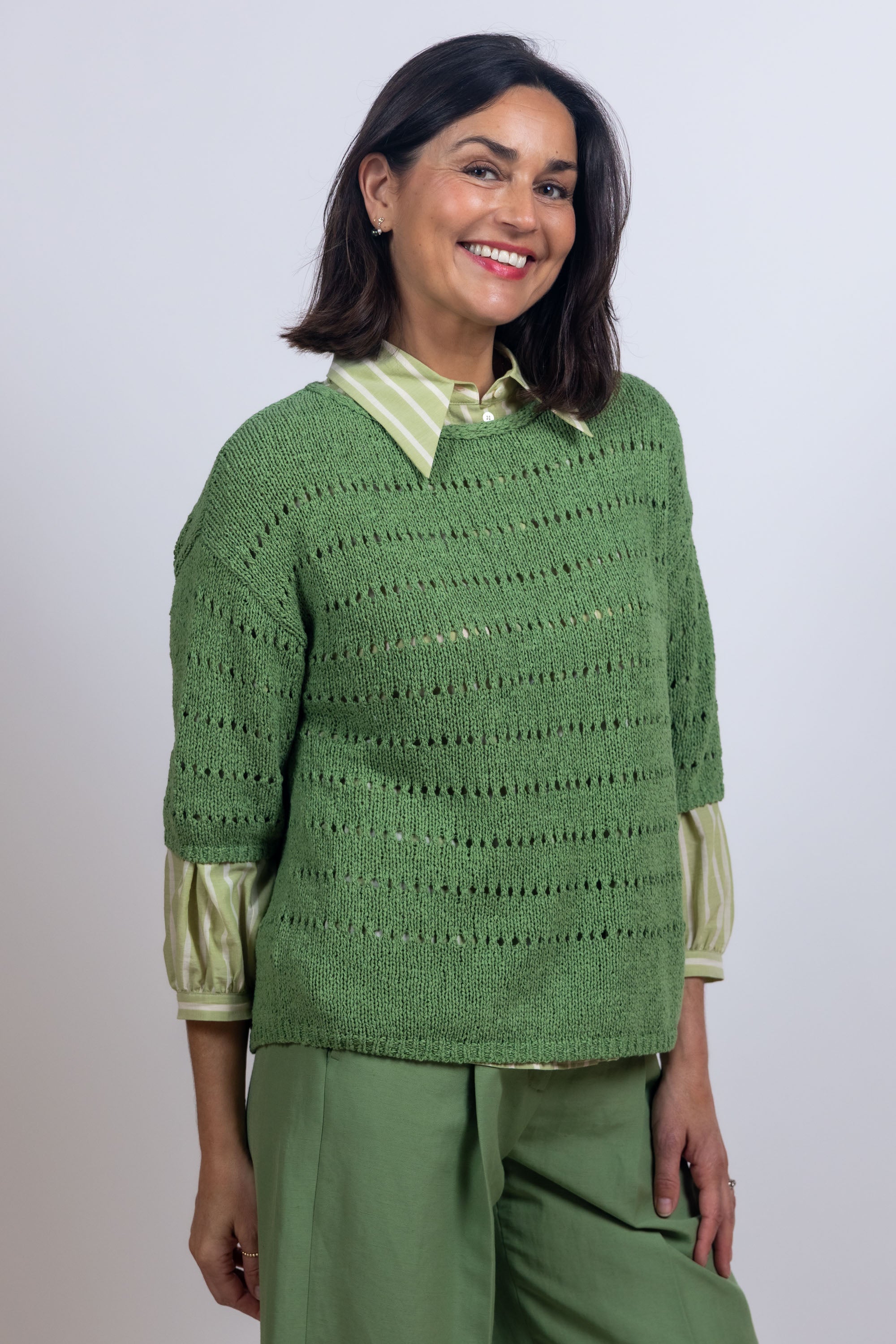 Trui met ajour - Appelgroen