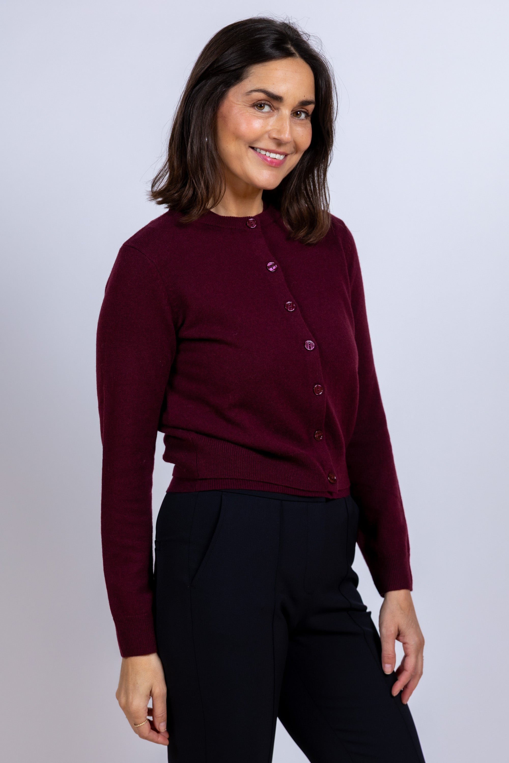 Vest met knopen - Donkerbordeaux