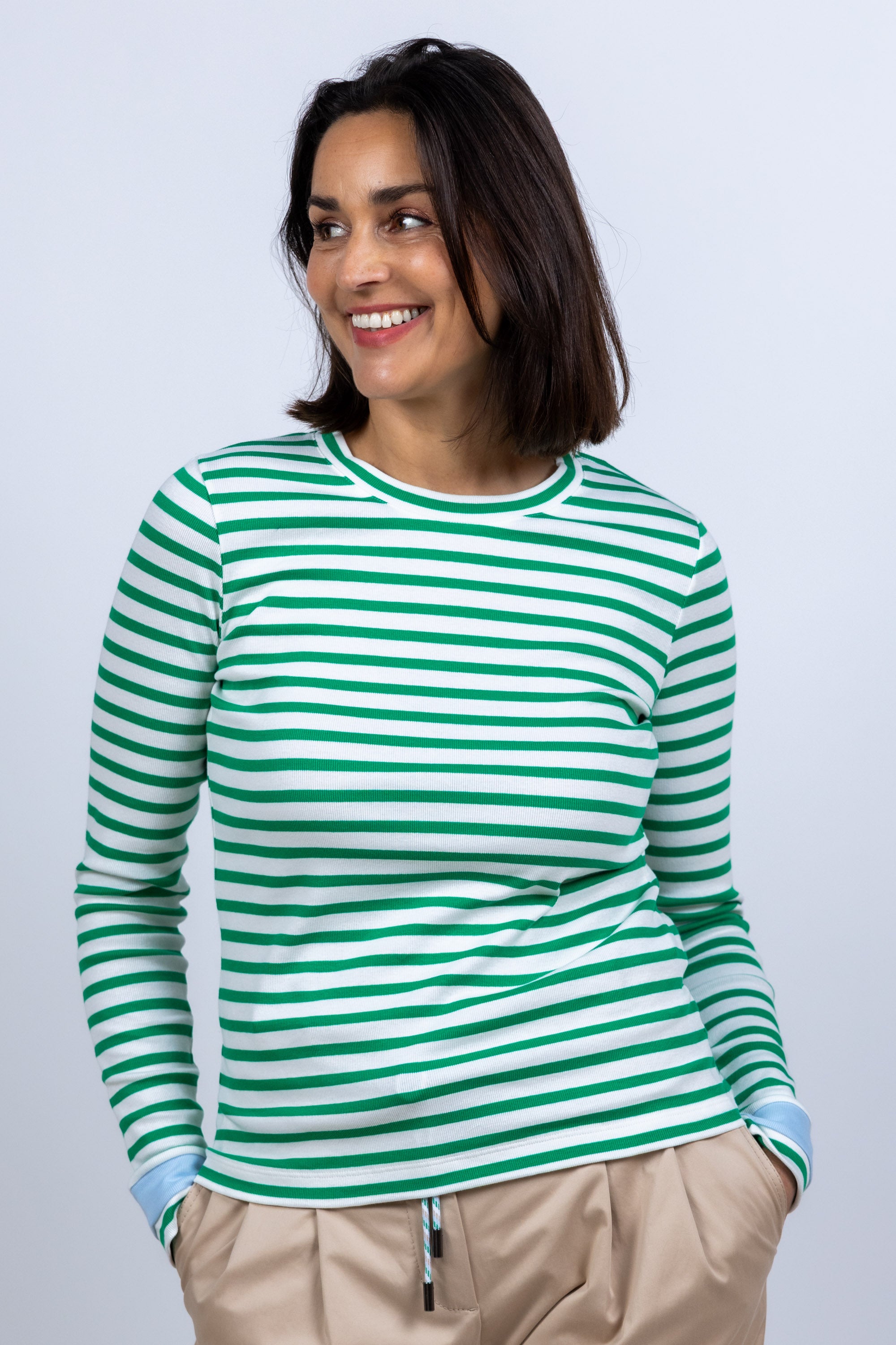 T-shirt met strepen - Appelgroen