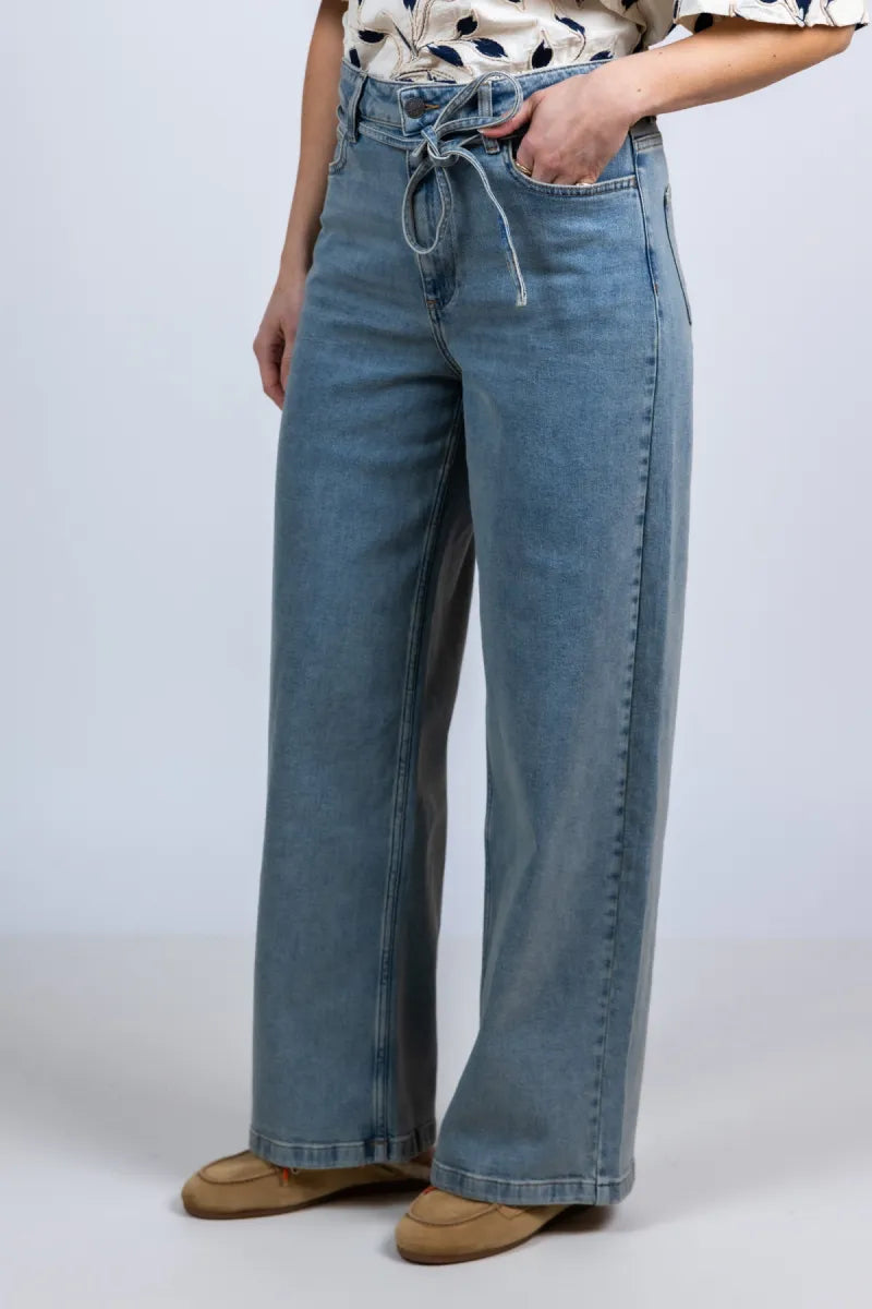 MODSTROM MODSTROM isolde jeans-2 Jeans met strikceintuur - Licht jeans