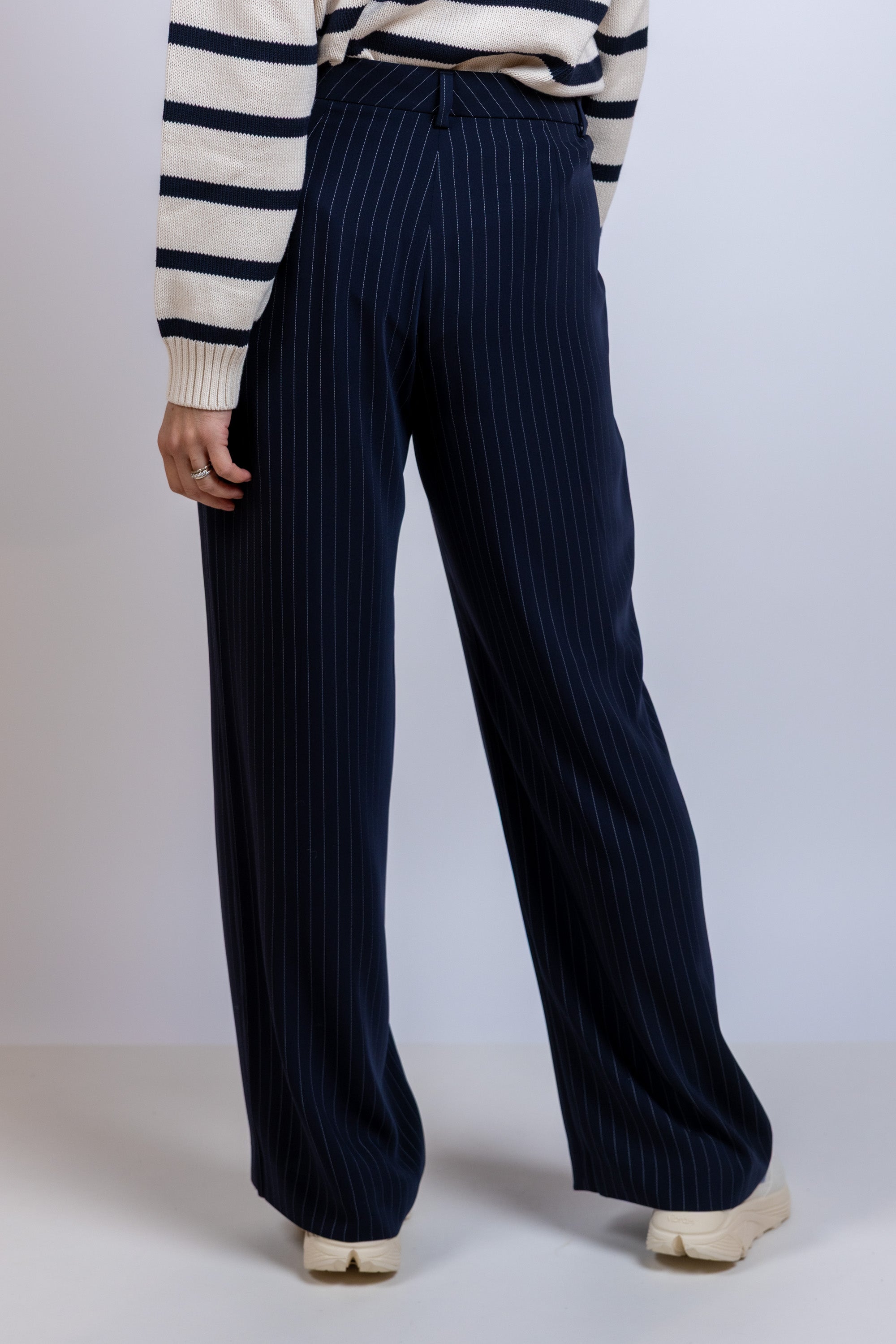 Wijde pantalon met strepen - Marine