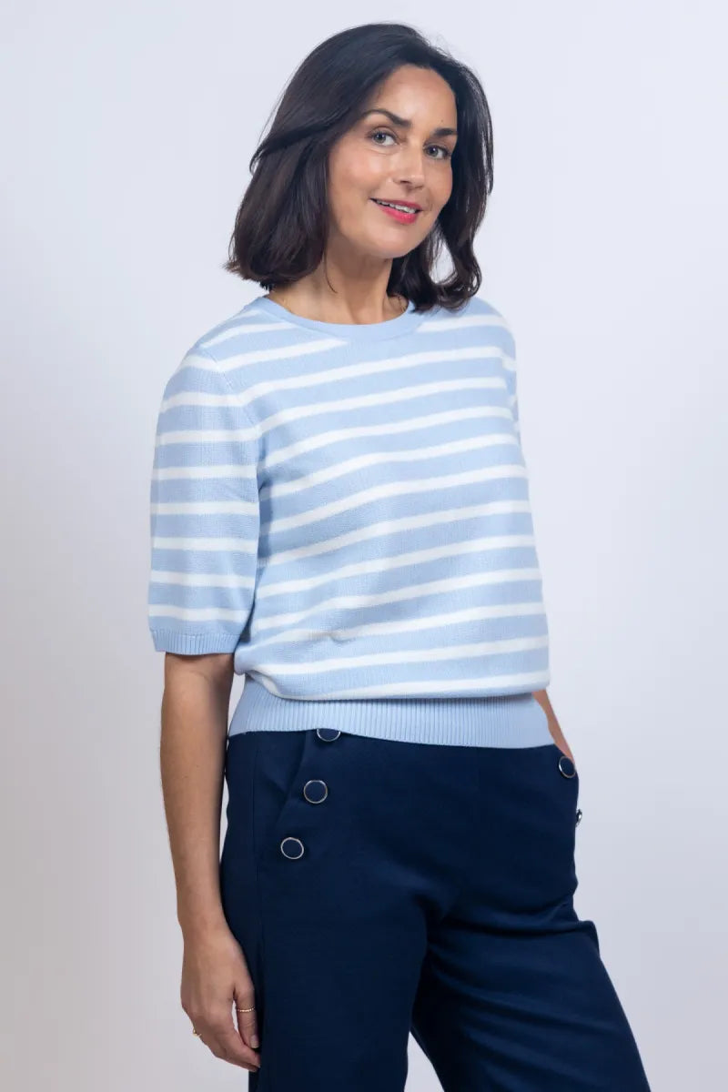 YAYA YAYA 01-000560-603 YAYA 01-000560-603 Trui met strepen - Bleu