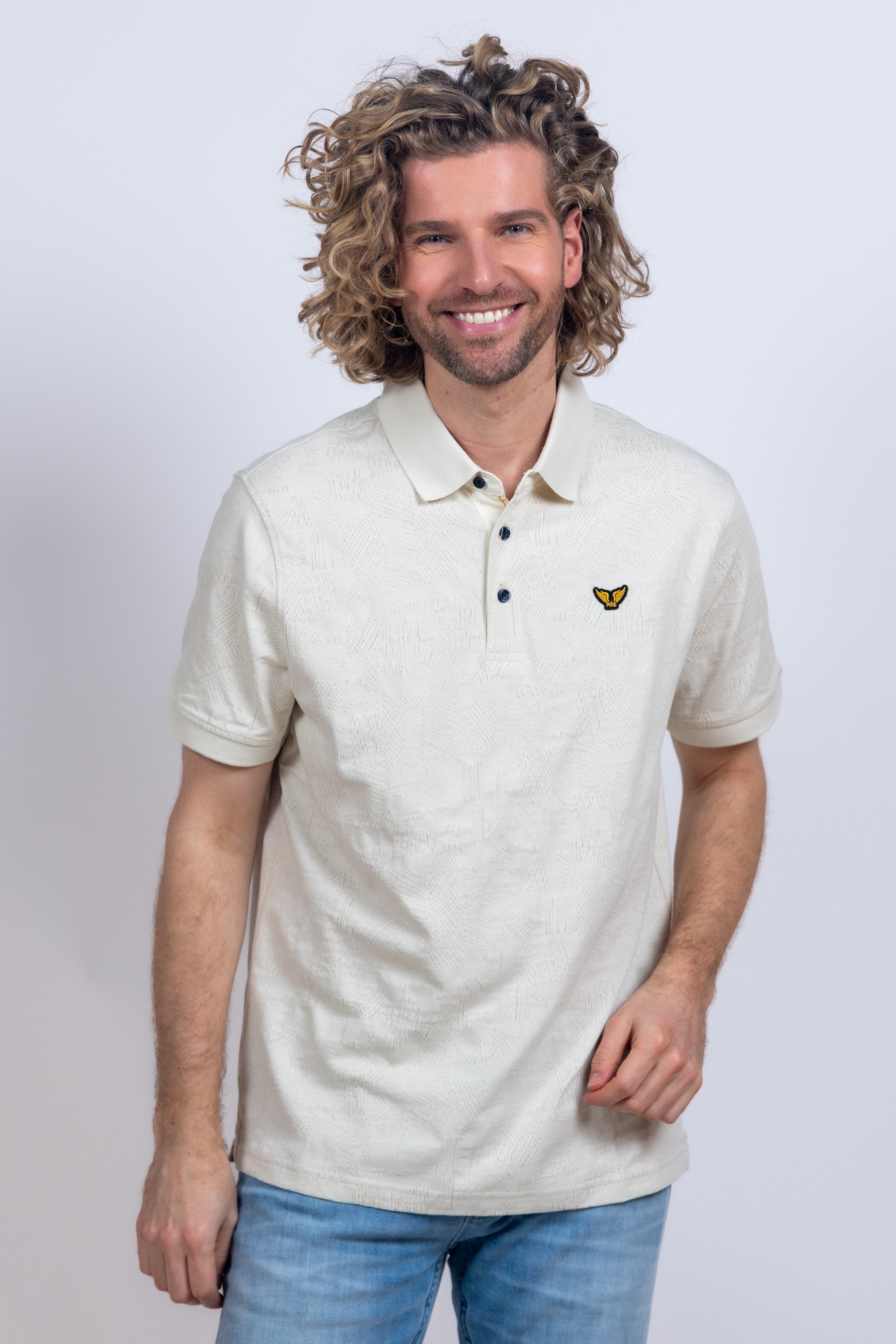 Polo met structuur - Ecru