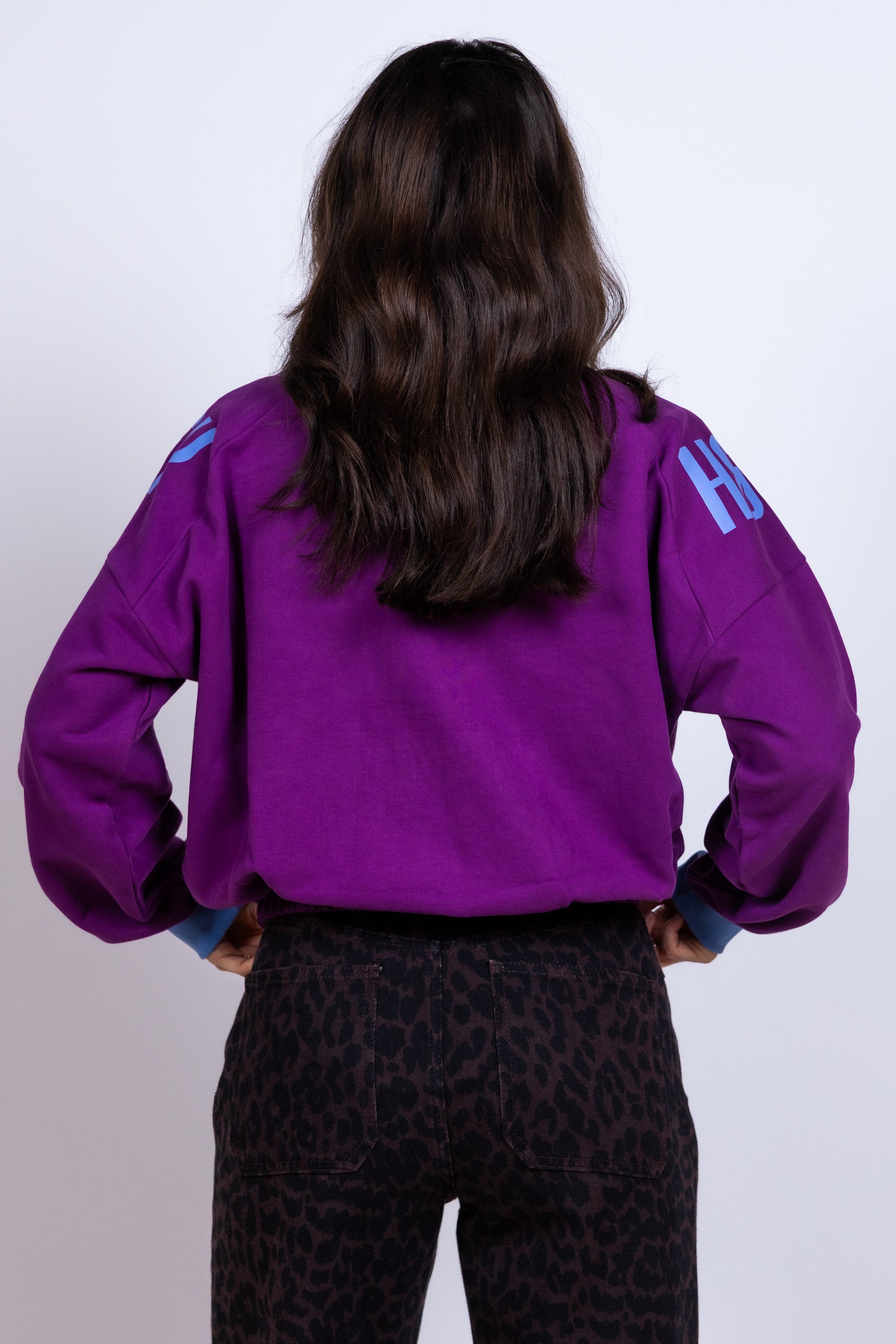 Trui met print - Paarspink