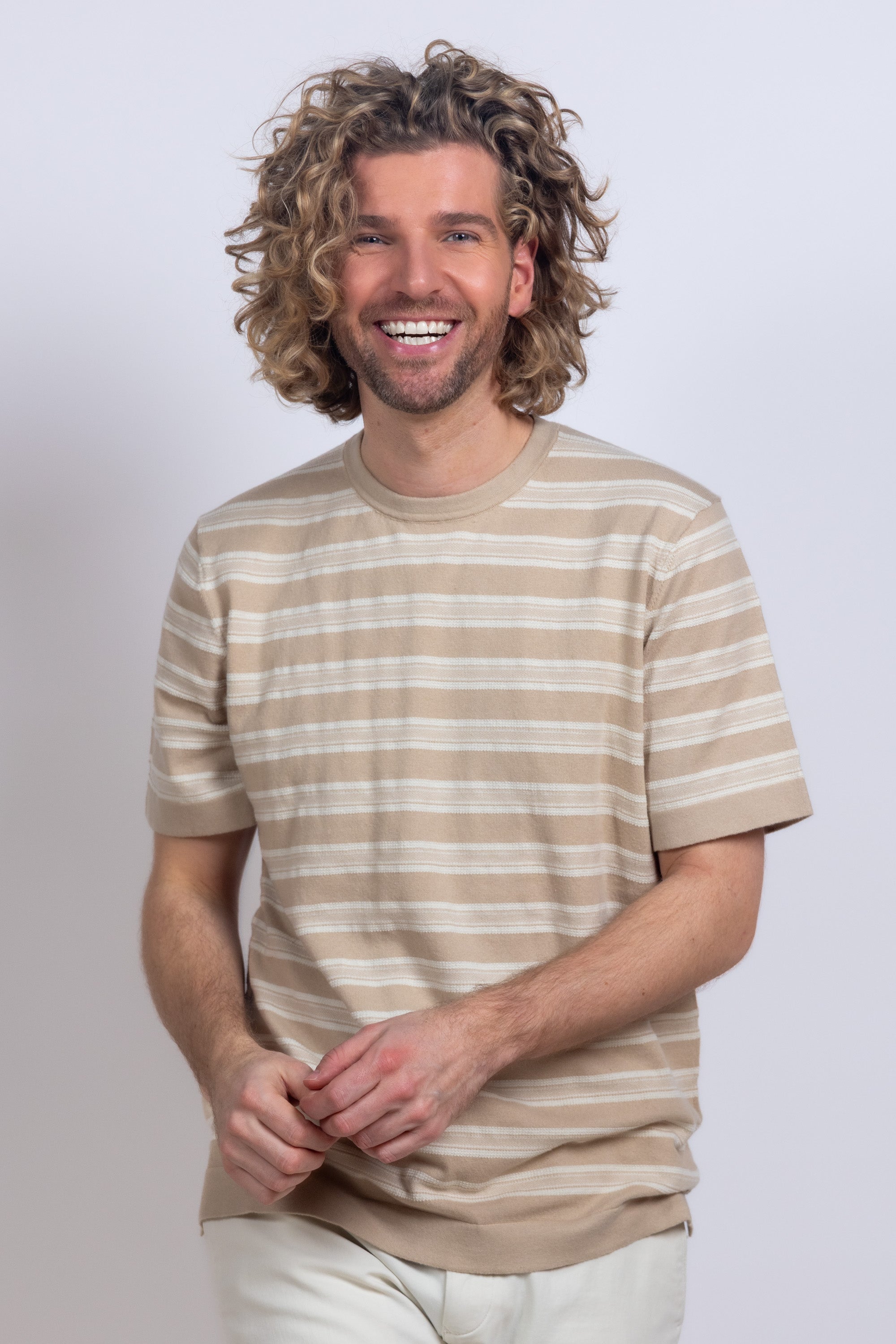 T-shirt met strepen - Beige