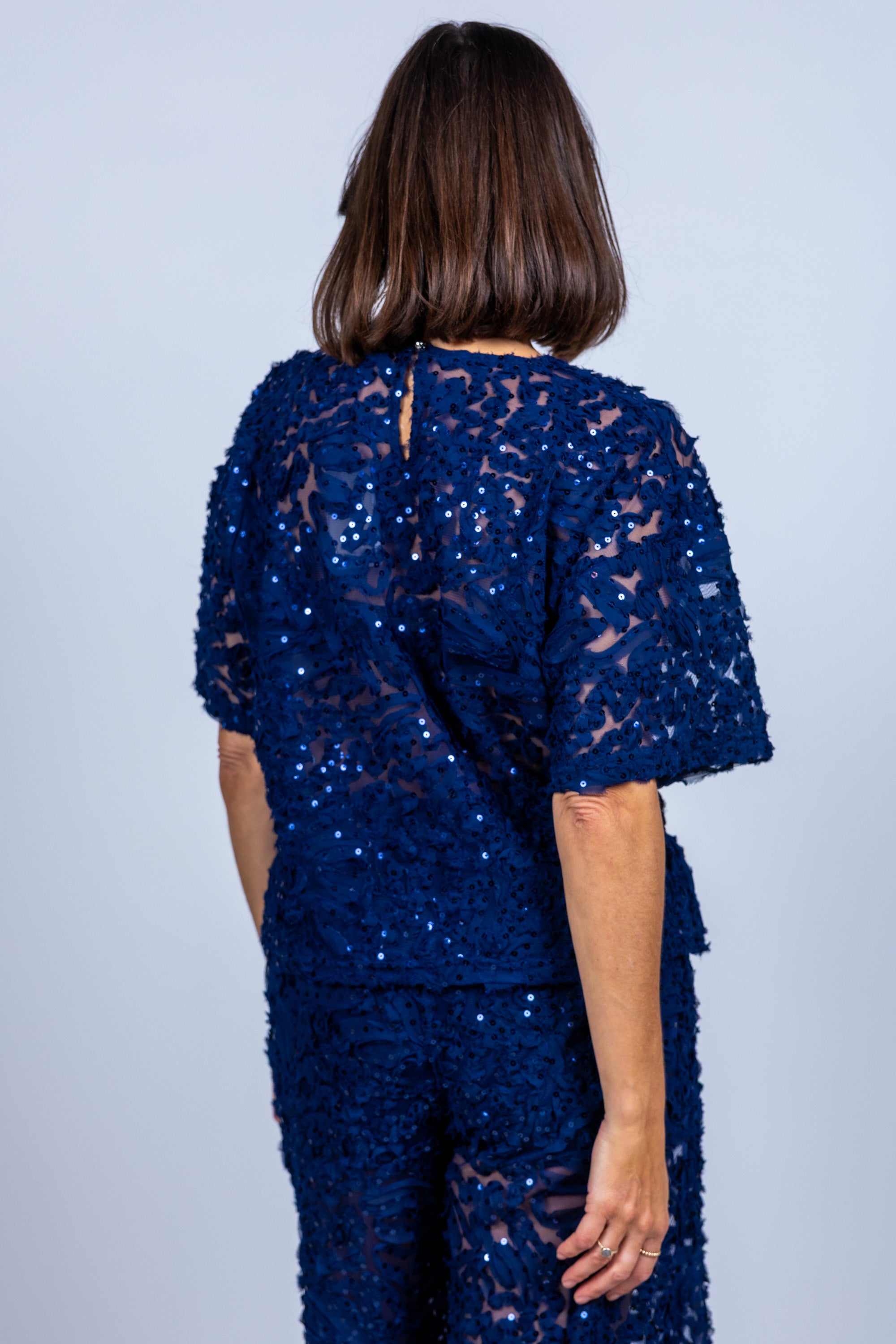 Top met pailletten - Marine