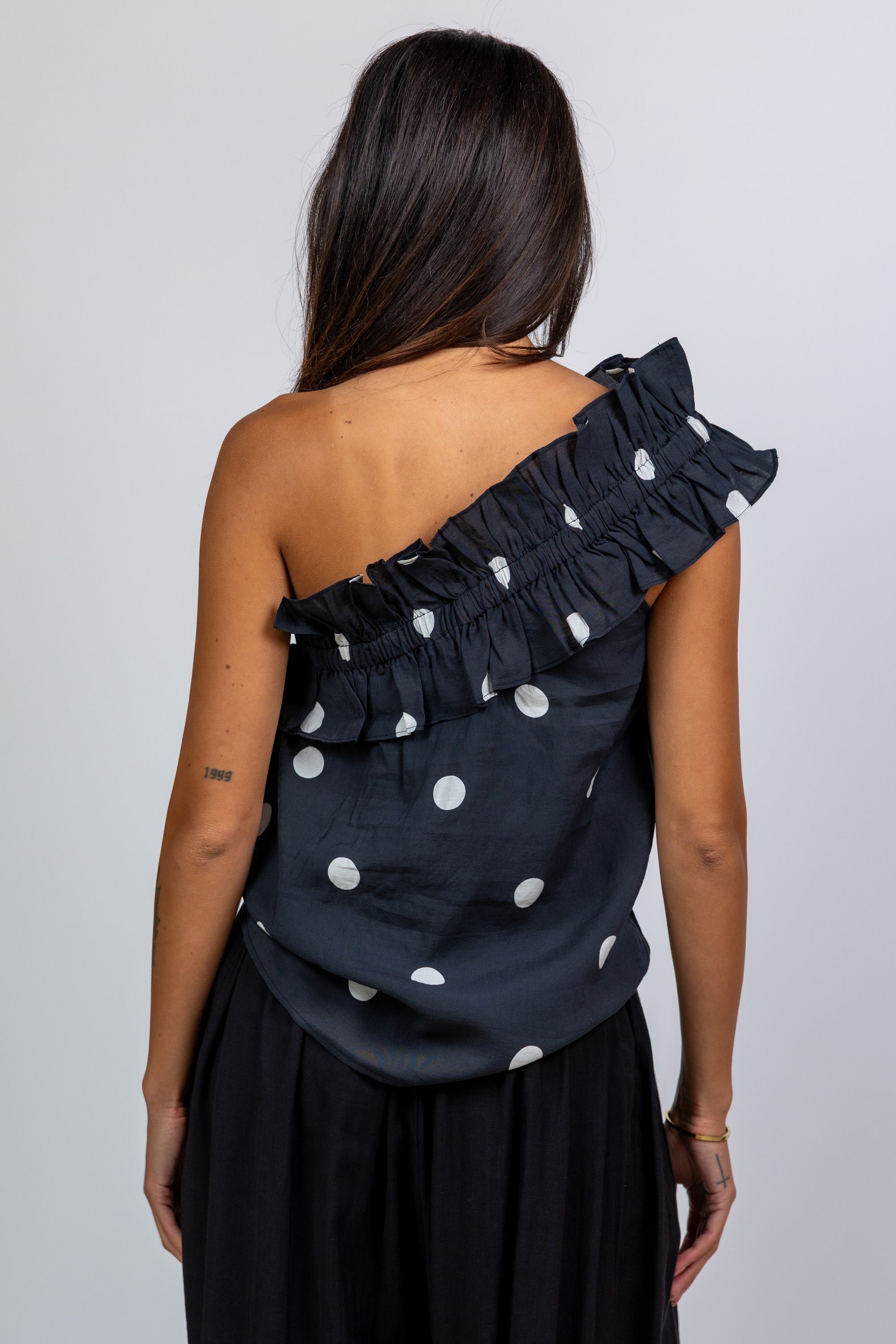 Top met volant - Zwart