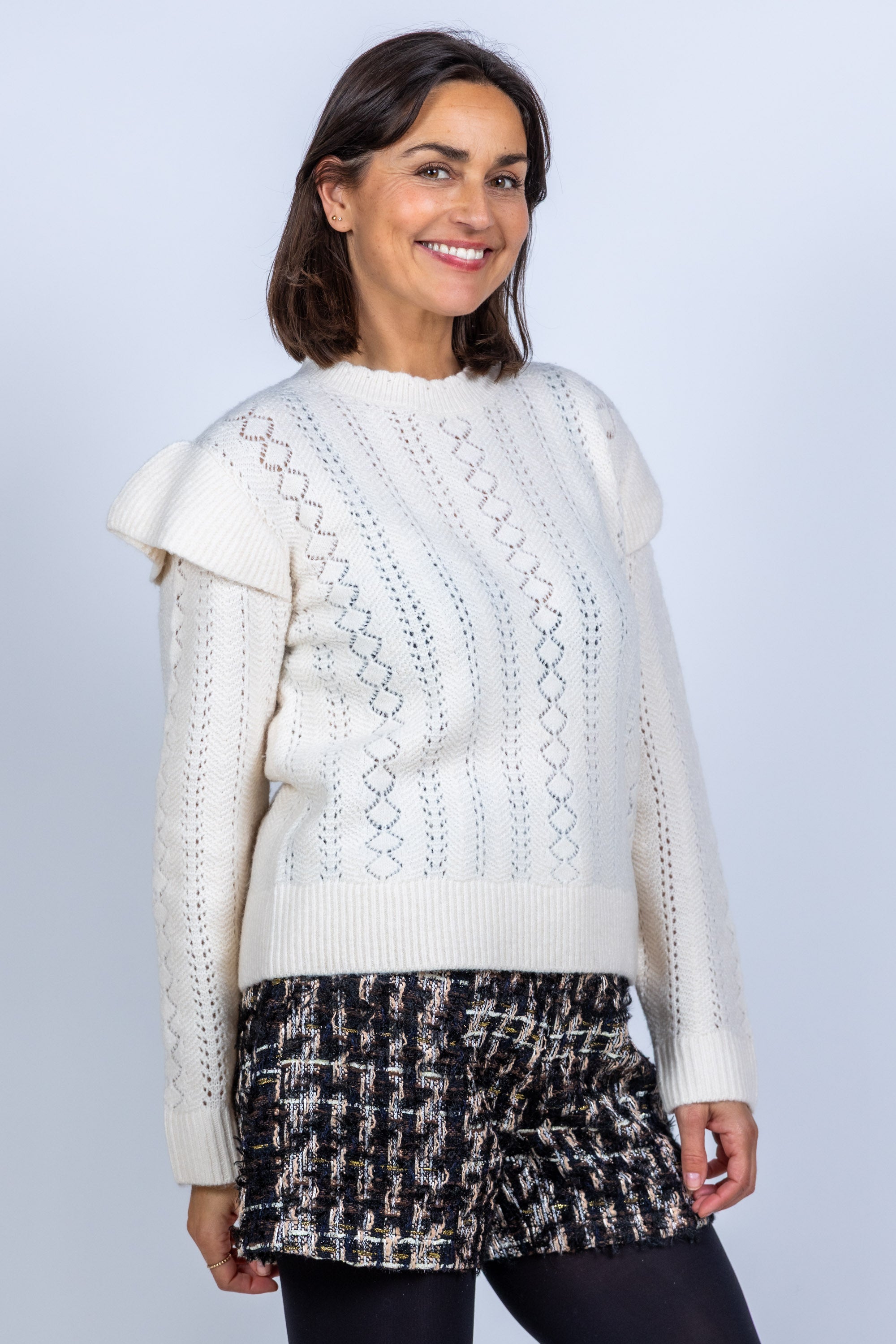 Trui met structuur - Ecru