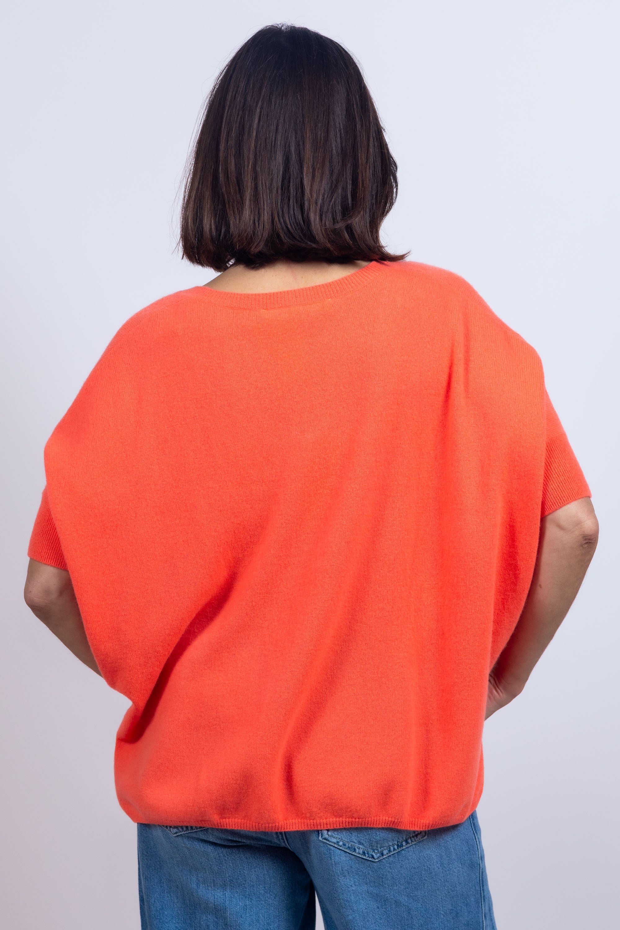 Trui met V-hals - Koraalroze