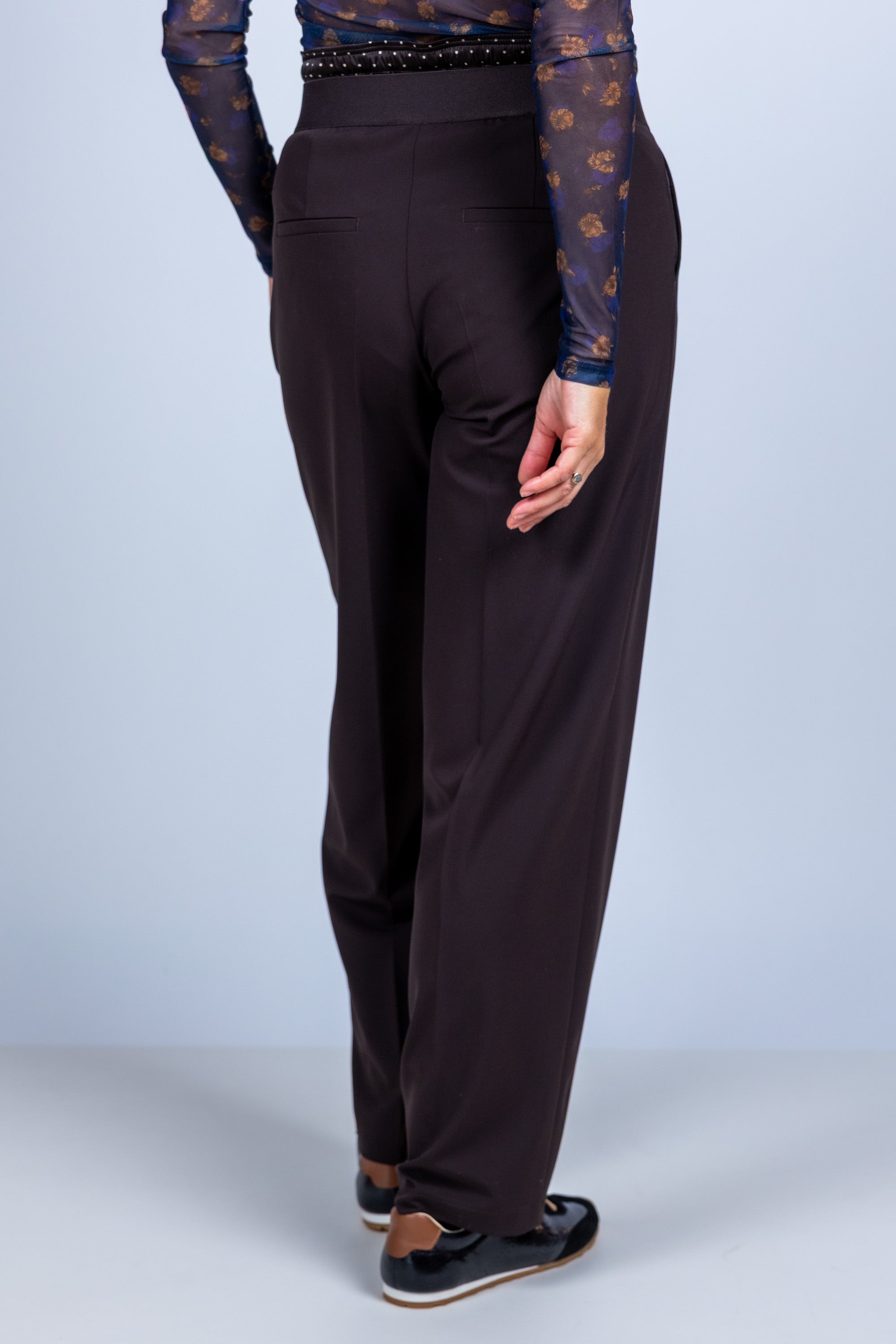 Broek met elastische taille - Bruin