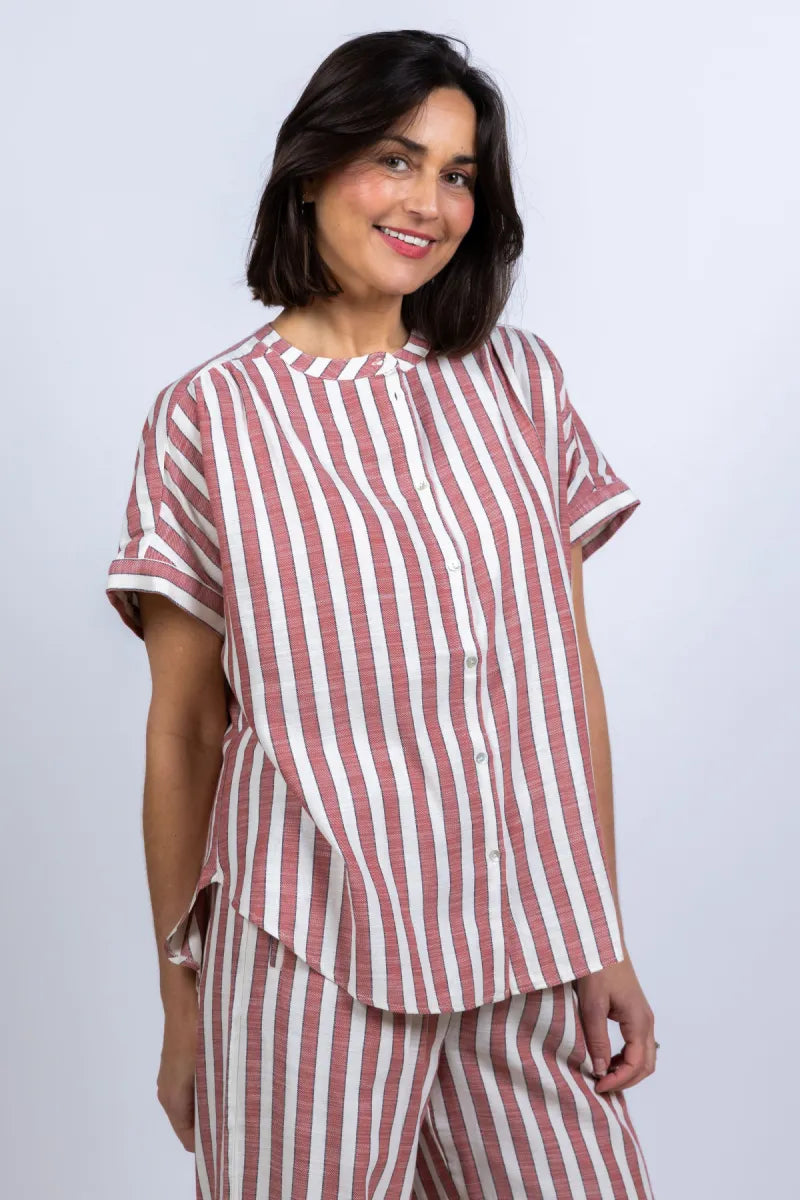 BY-BAR BY-BAR MINTE WIDE STRIPE Blouse met strepen - Steenrood