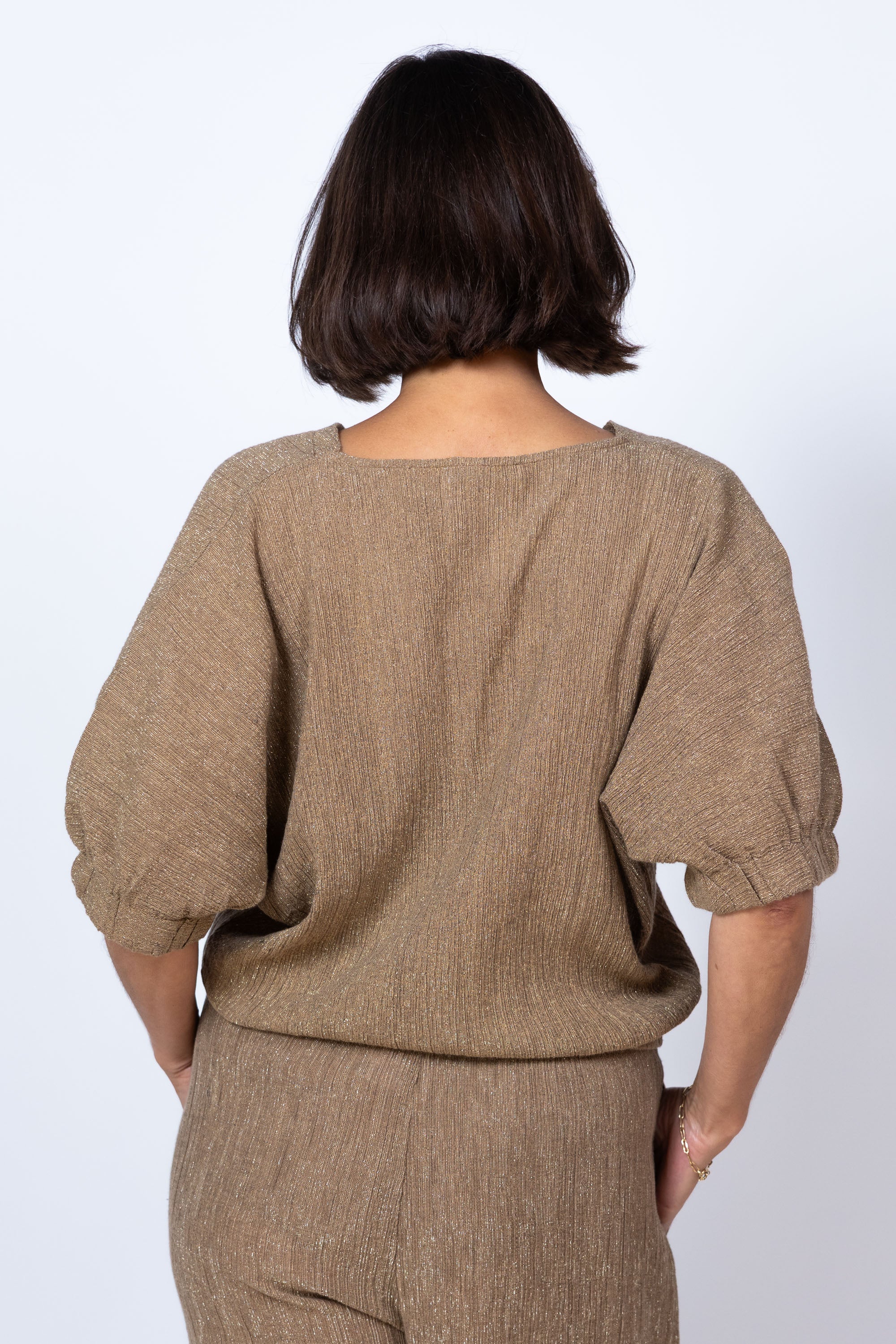 Blouse met korte mouw - Goud